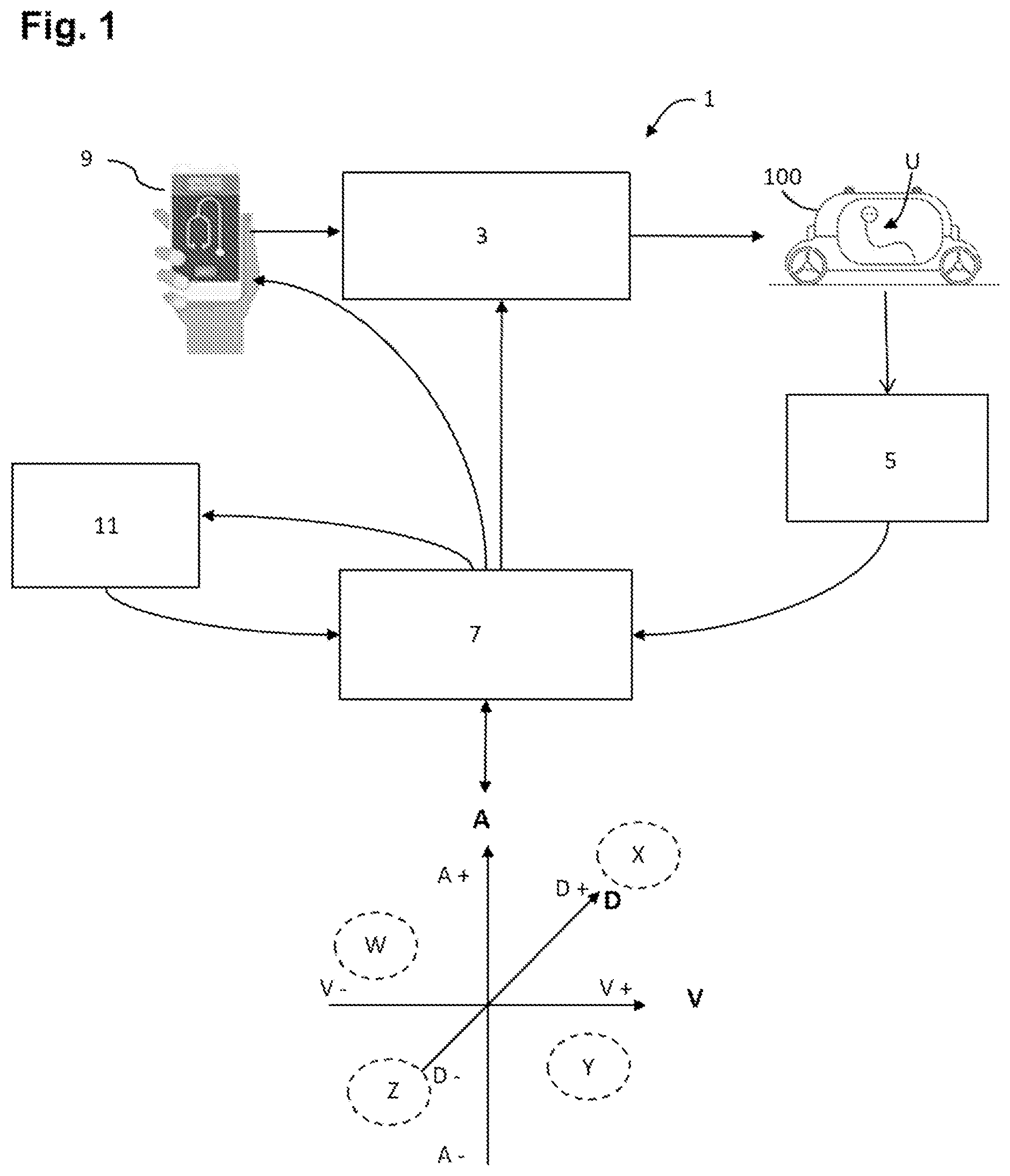Patent US12396668 Figure 1 – Interactive system and associated interaction method