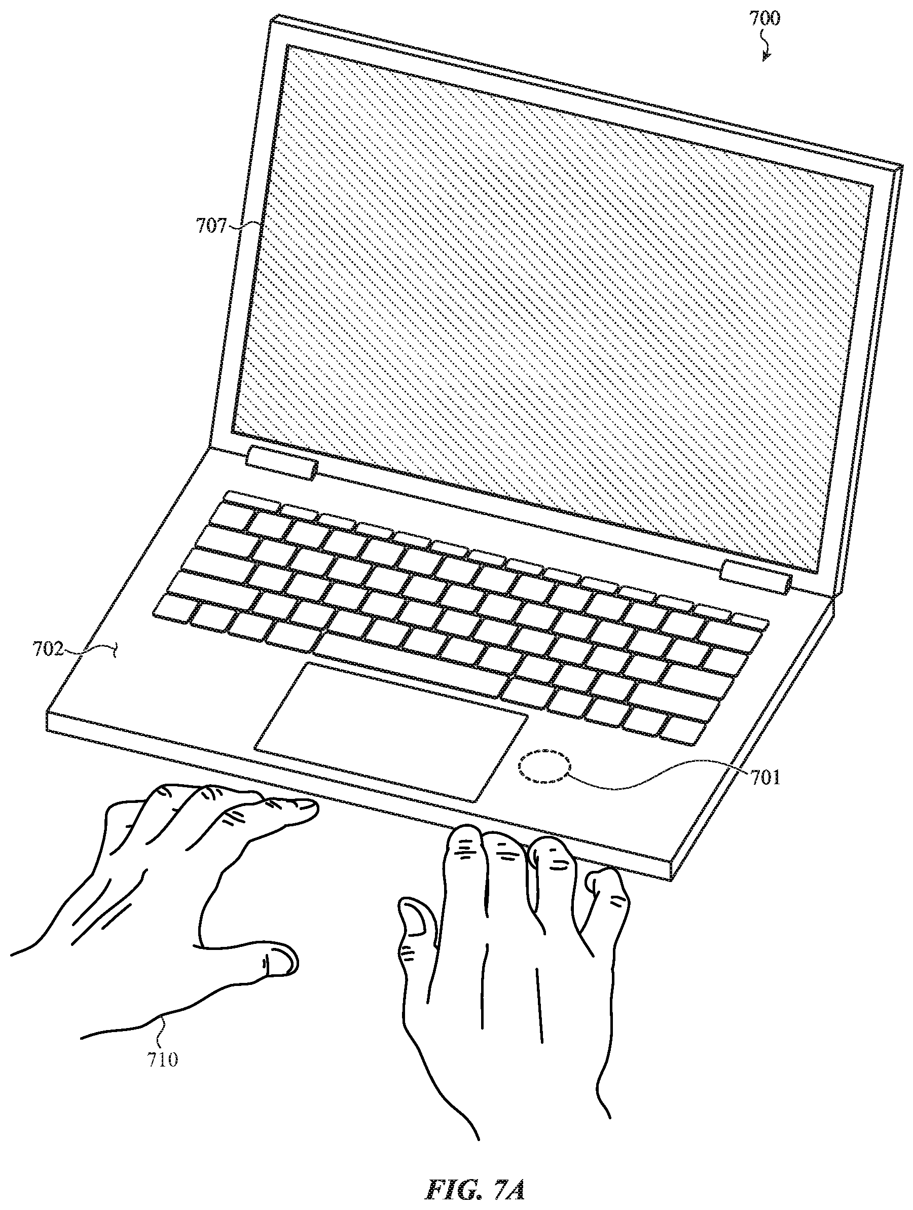 Patent US12396677 Figure 7 – Portable electronic device having an integrated bio-sensor