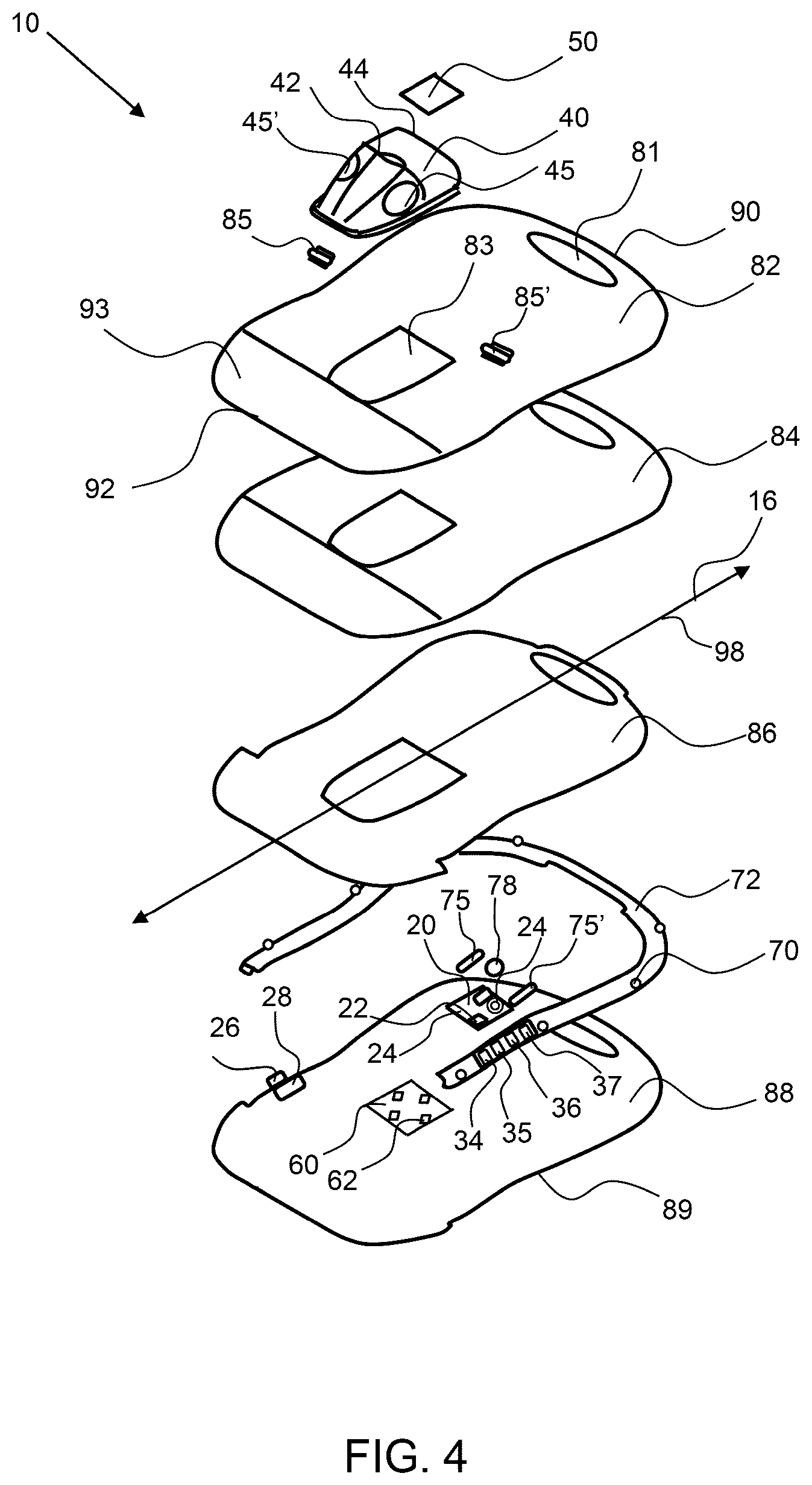 Patent US12396678 Figure 4 – Postural awareness and exercise device