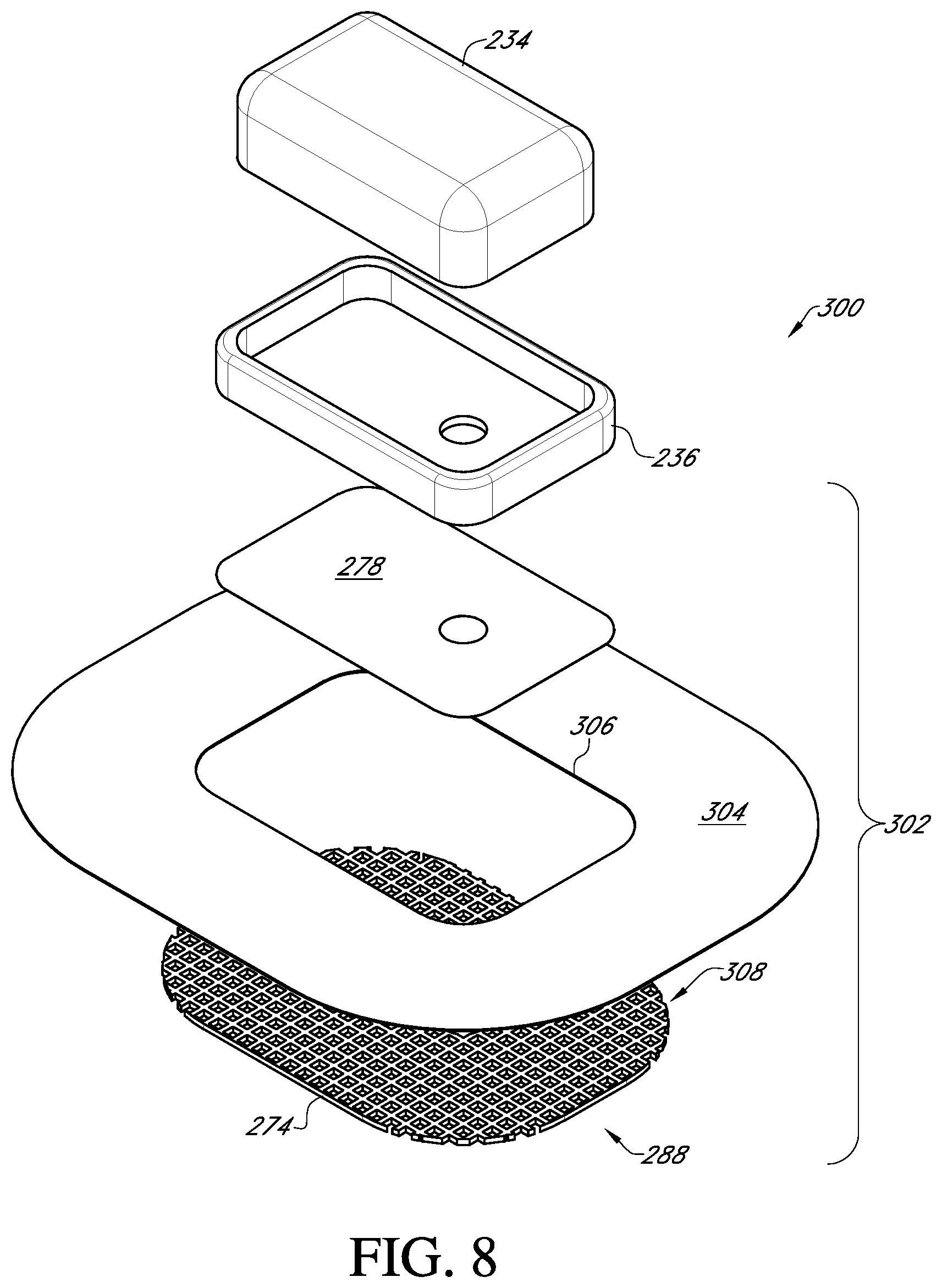 Patent US12396682 Figure 8 – Systems and methods for securing a continuous analyte sensor to a host