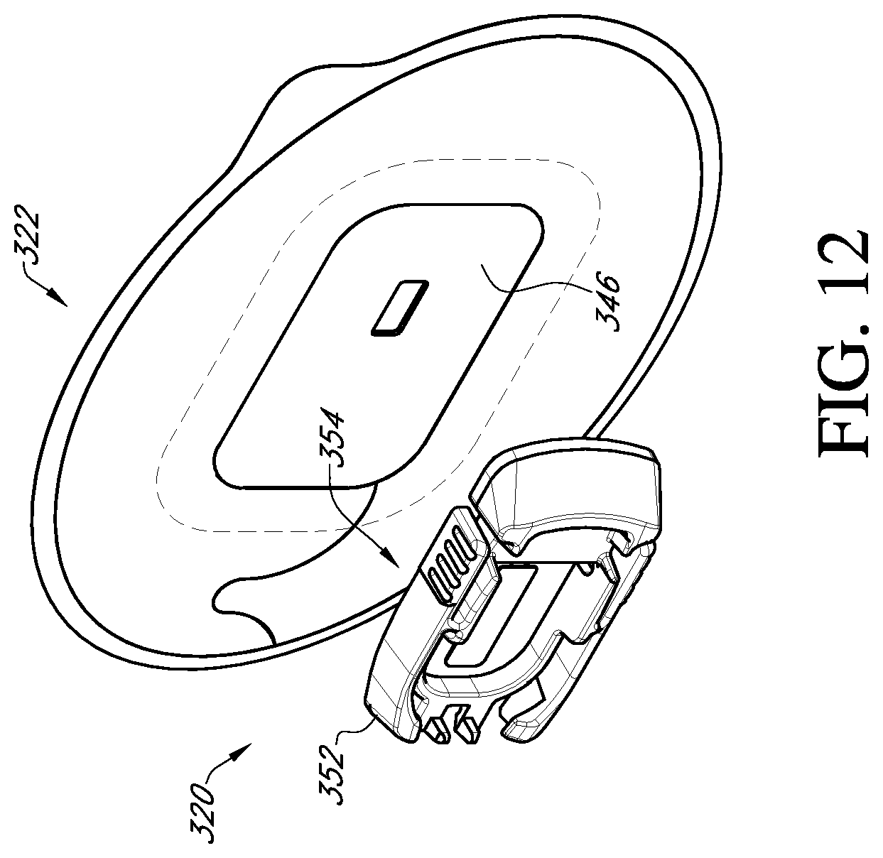 Patent US12396682 Figure 12 – Systems and methods for securing a continuous analyte sensor to a host