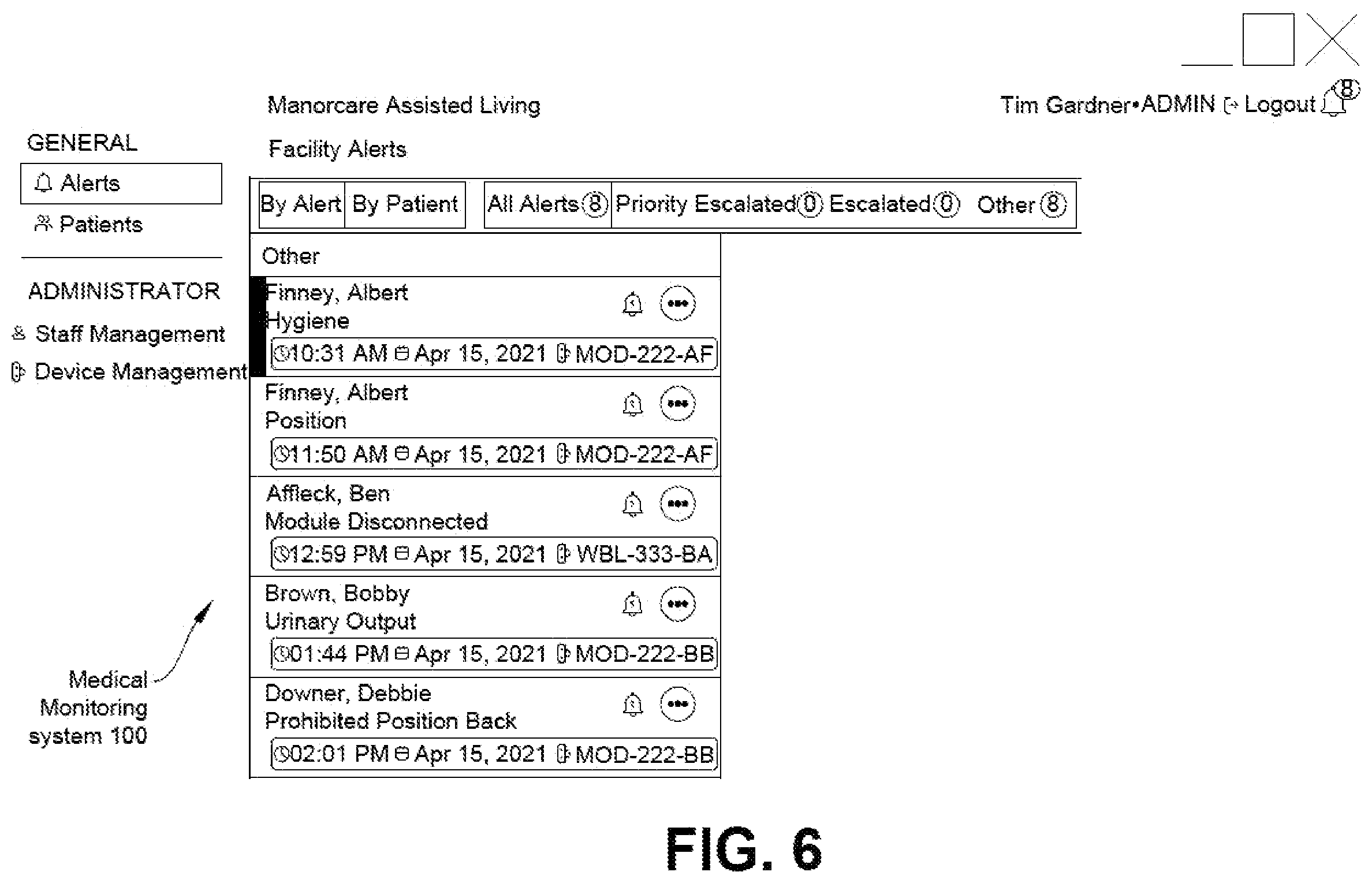 Patent US12396688 Figure 6 – Medical monitoring system