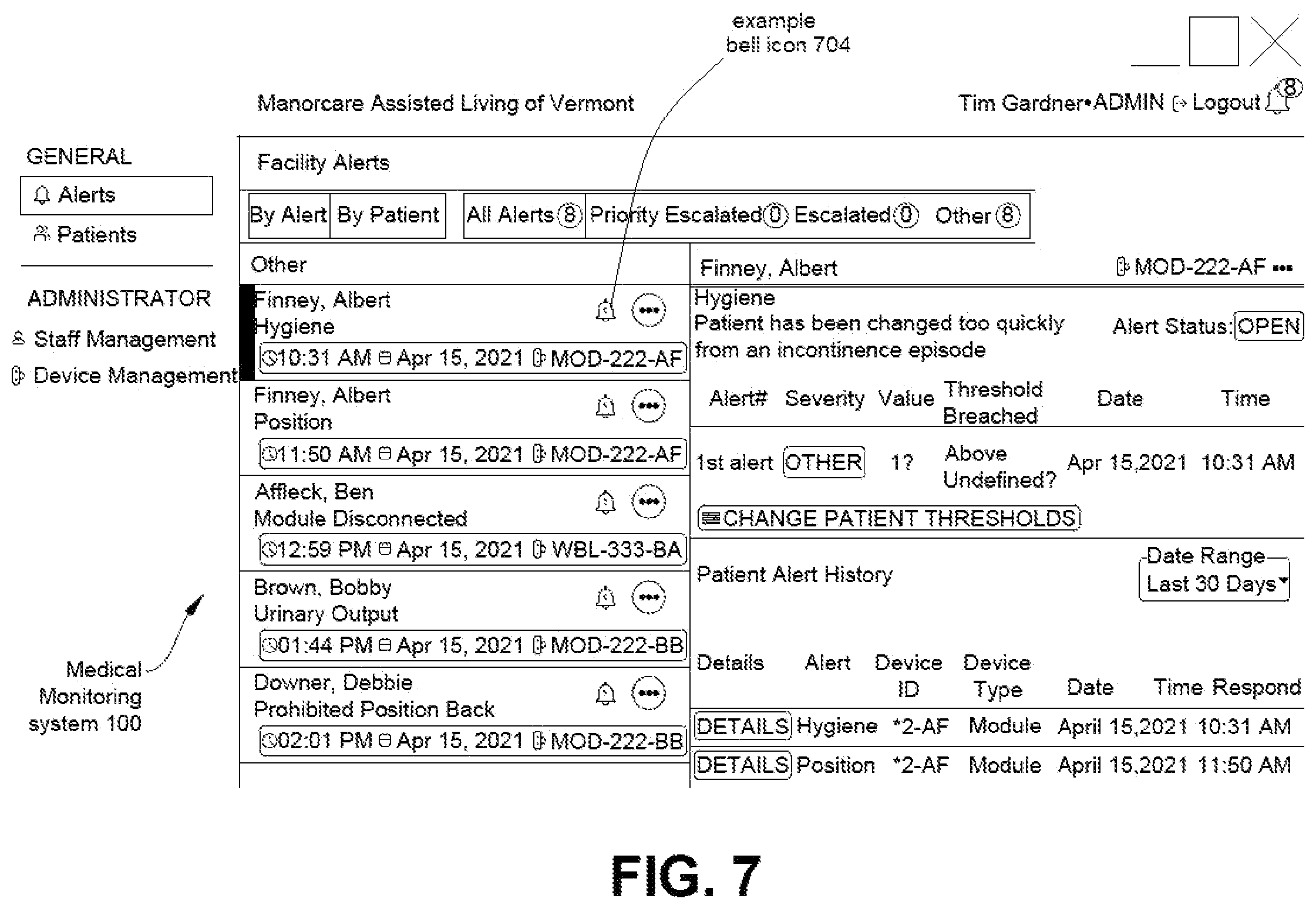 Patent US12396688 Figure 7 – Medical monitoring system