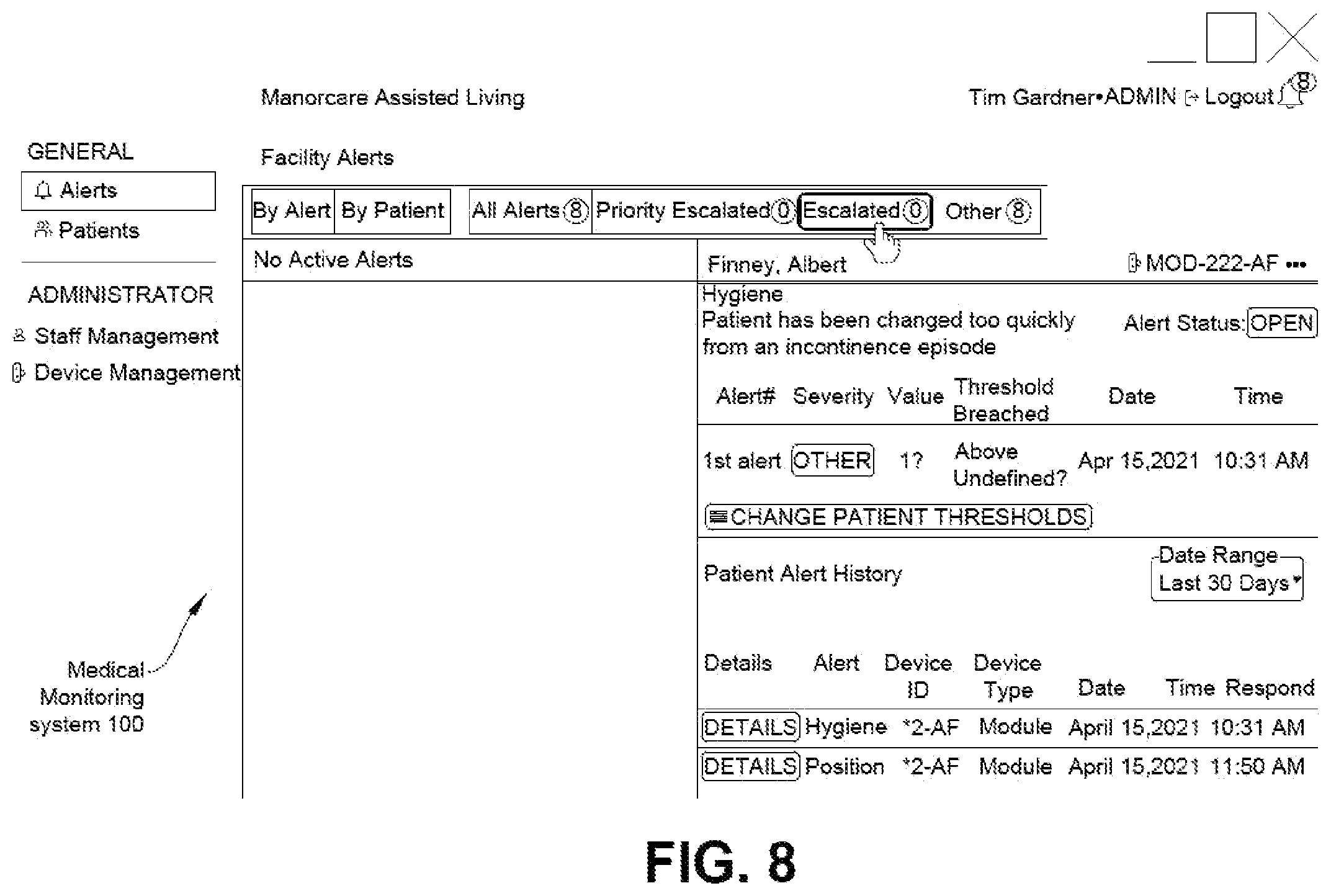 Patent US12396688 Figure 8 – Medical monitoring system
