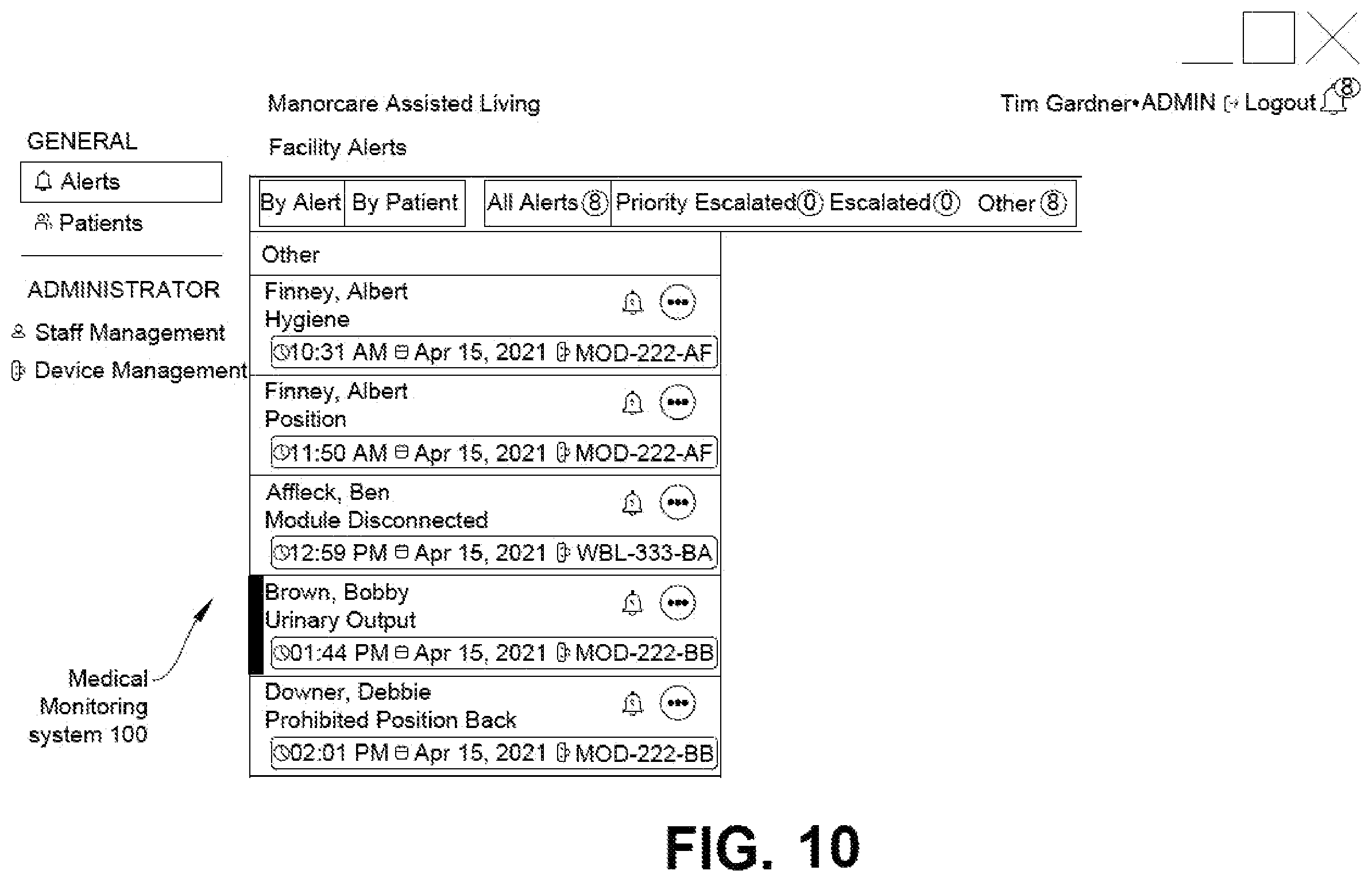 Patent US12396688 Figure 10 – Medical monitoring system