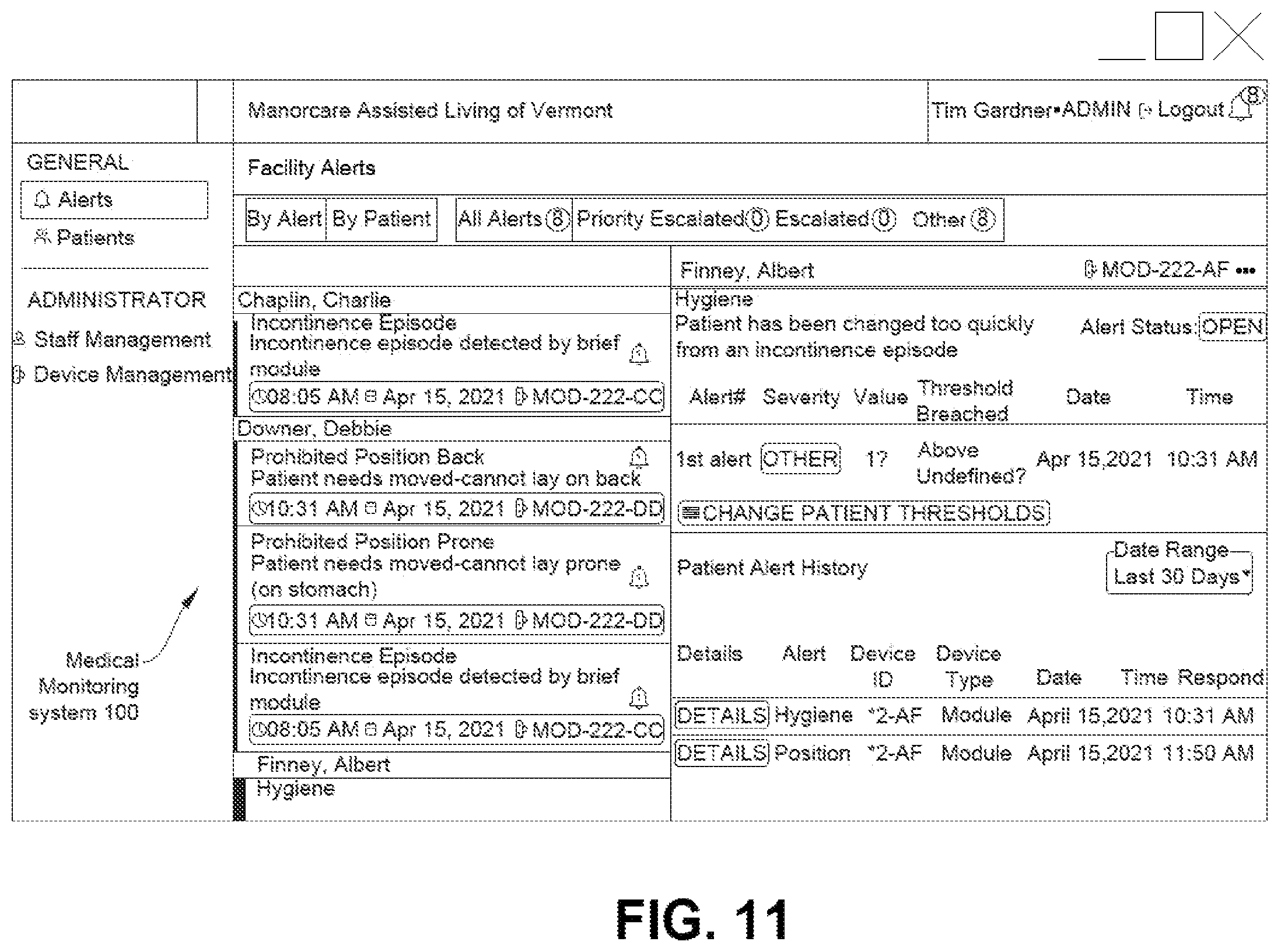 Patent US12396688 Figure 11 – Medical monitoring system