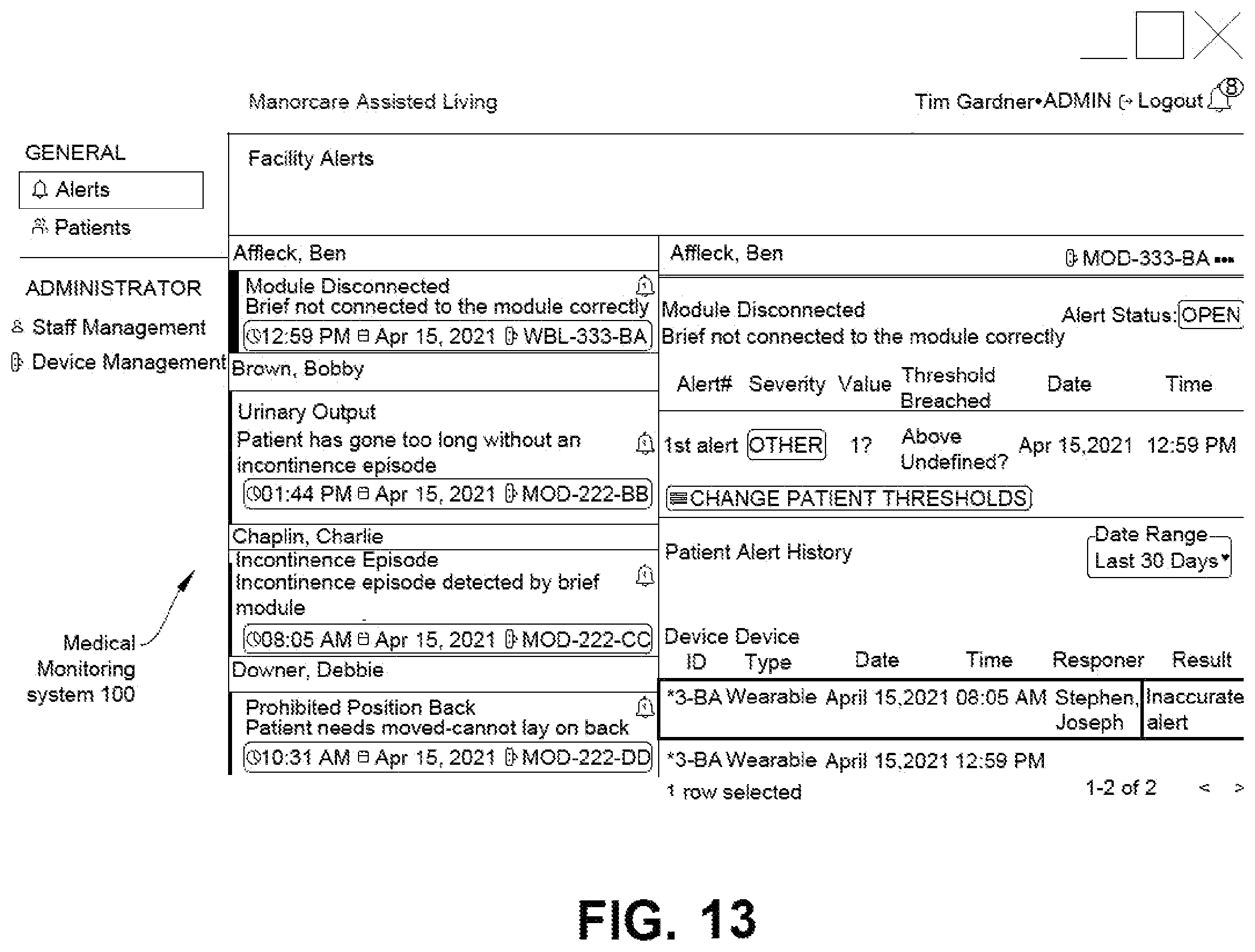 Patent US12396688 Figure 13 – Medical monitoring system