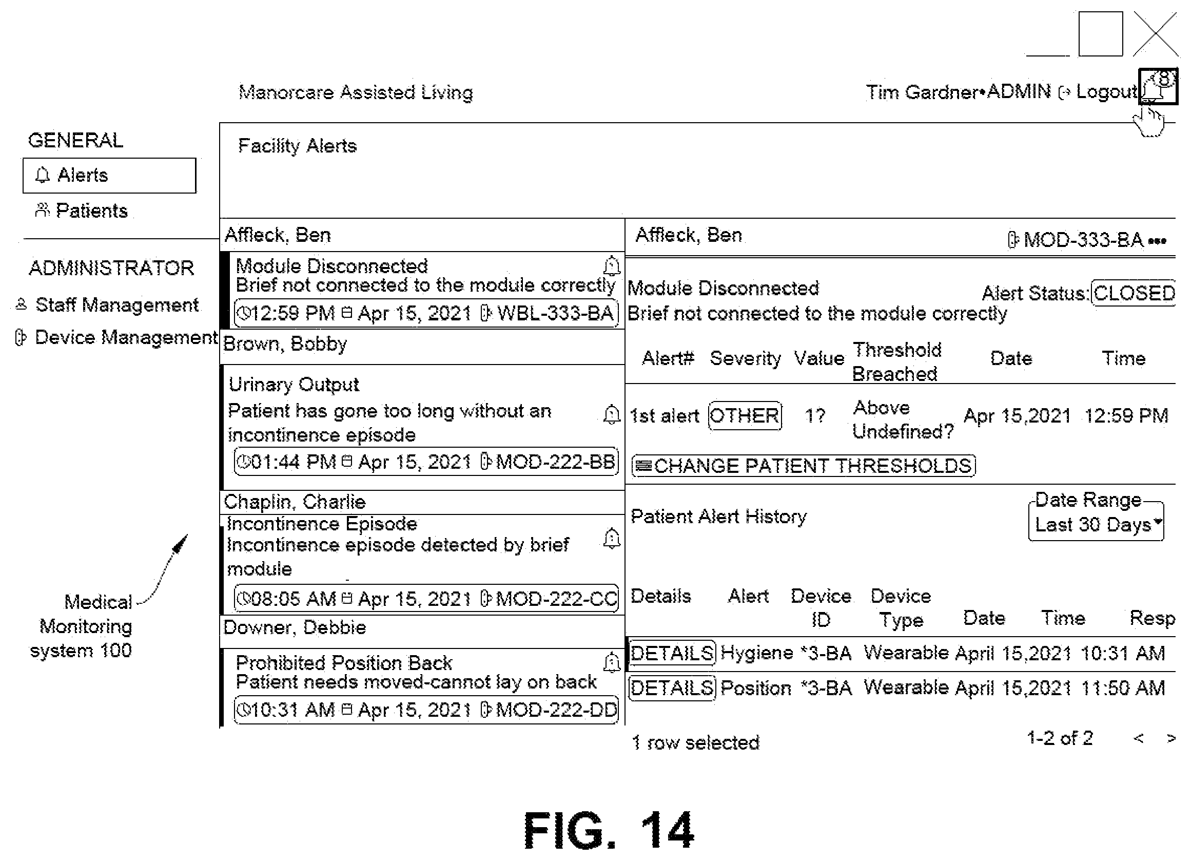 Patent US12396688 Figure 14 – Medical monitoring system