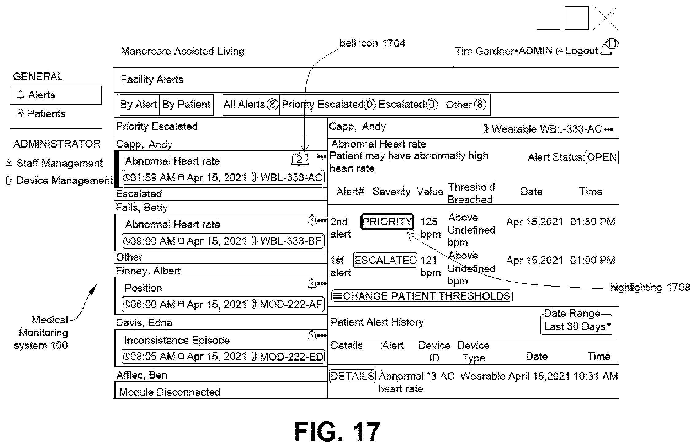 Patent US12396688 Figure 17 – Medical monitoring system