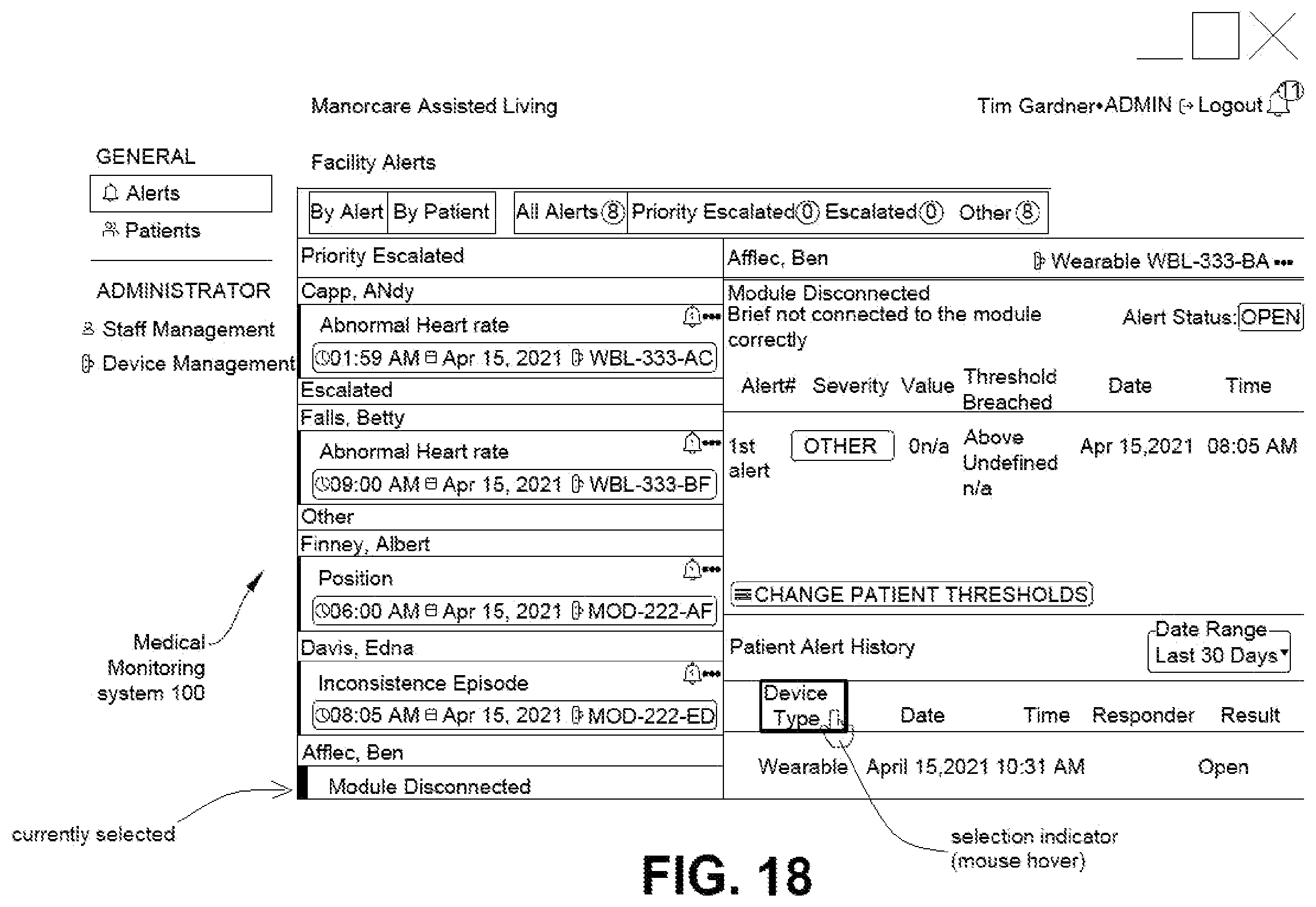 Patent US12396688 Figure 18 – Medical monitoring system