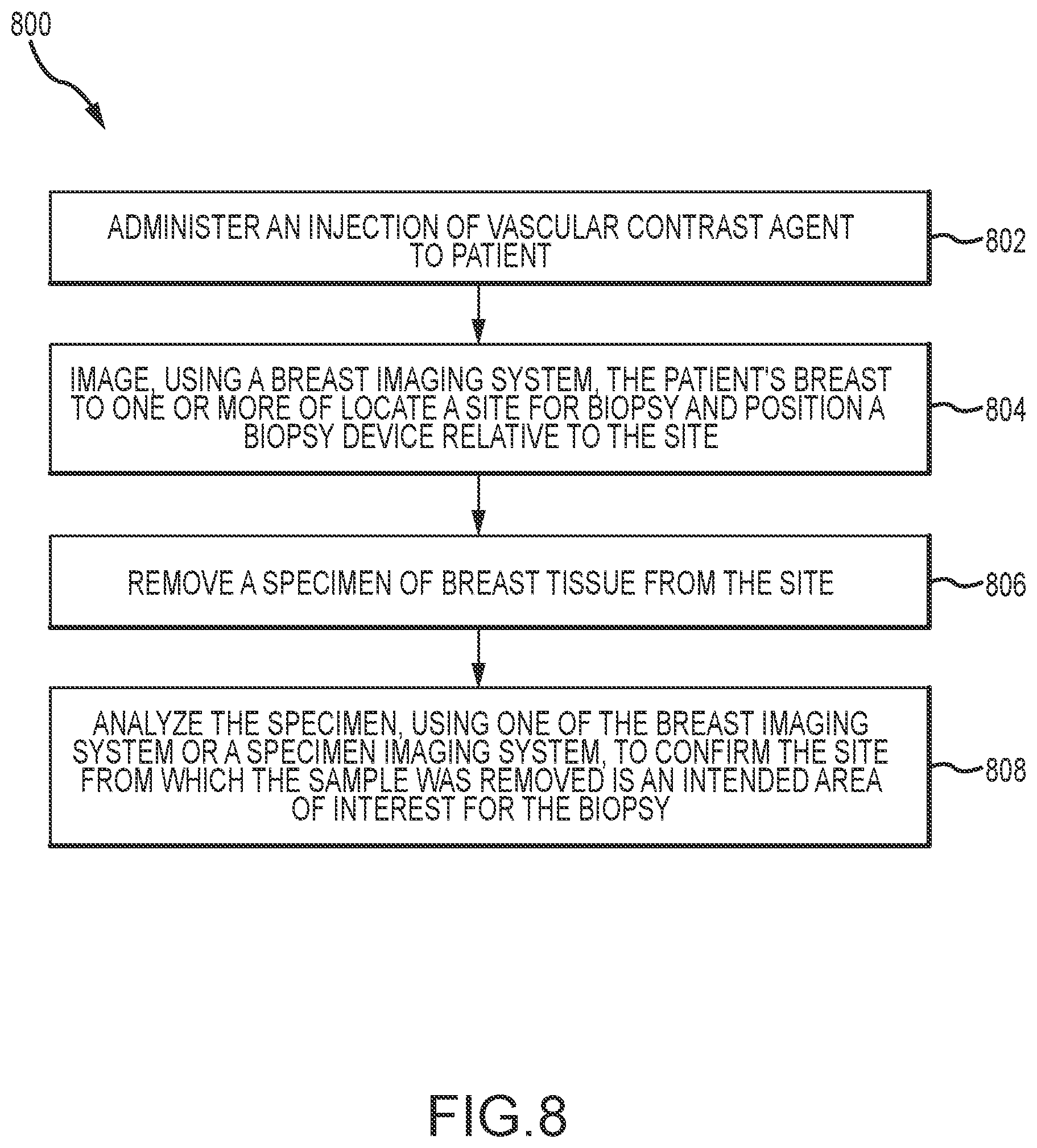 Patent US12396693 Figure 8 – Systems and methods for confirming tissue specimens removed using contrast-enhanced x-ray imaging