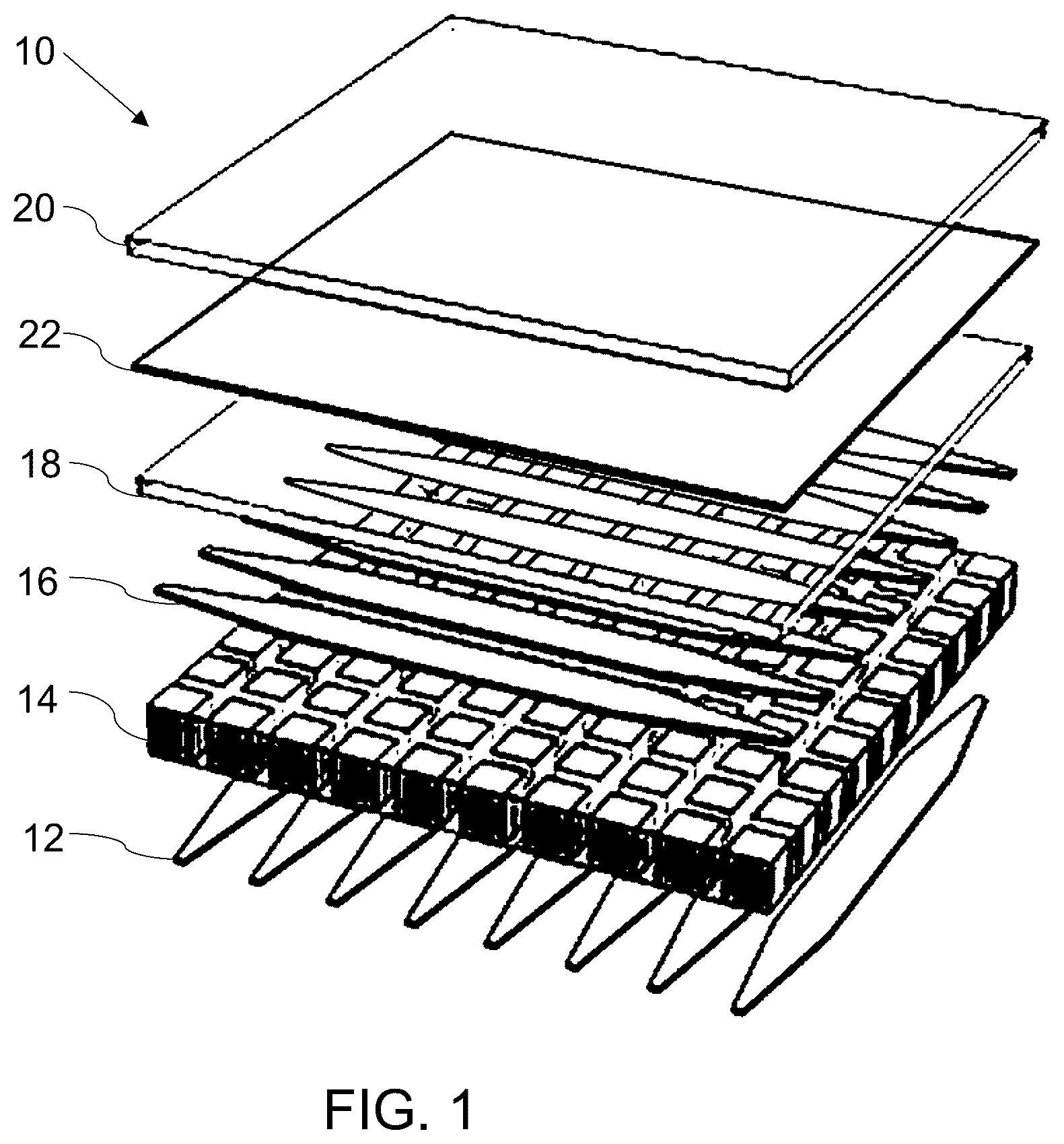 Patent US12396706 Figure 1 – Synthetic phase alternating row-column transducer array