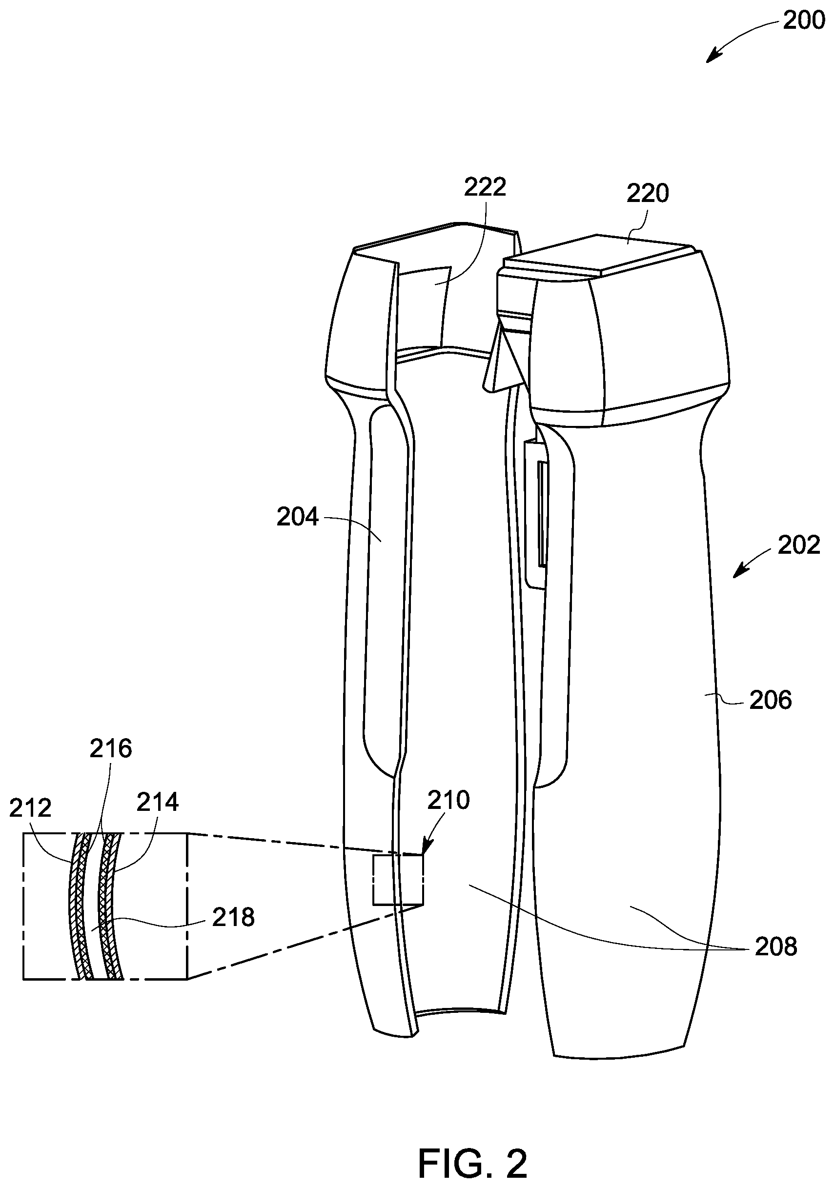 Patent US12396709 Figure 2 – Ultrasound probe and method of making the same