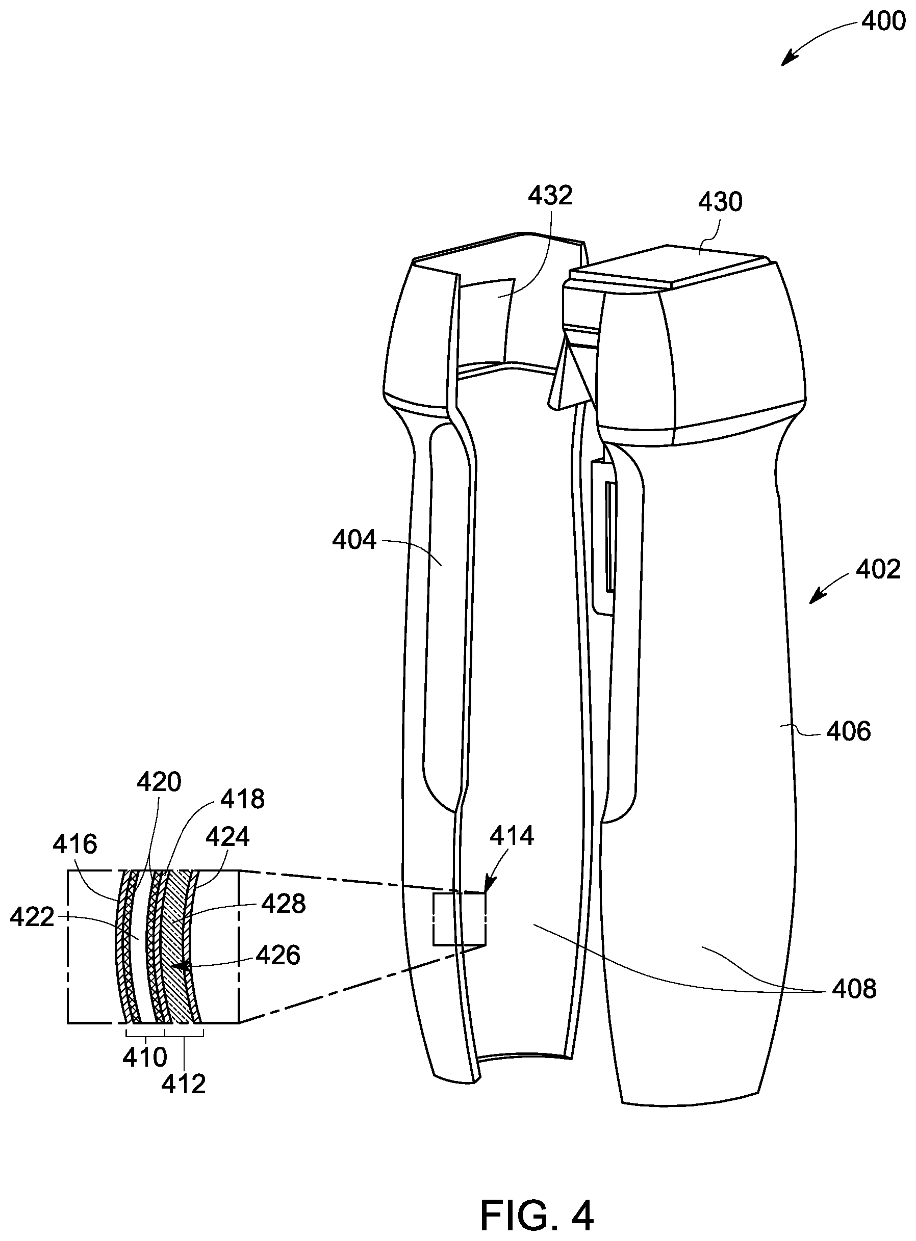 Patent US12396709 Figure 4 – Ultrasound probe and method of making the same