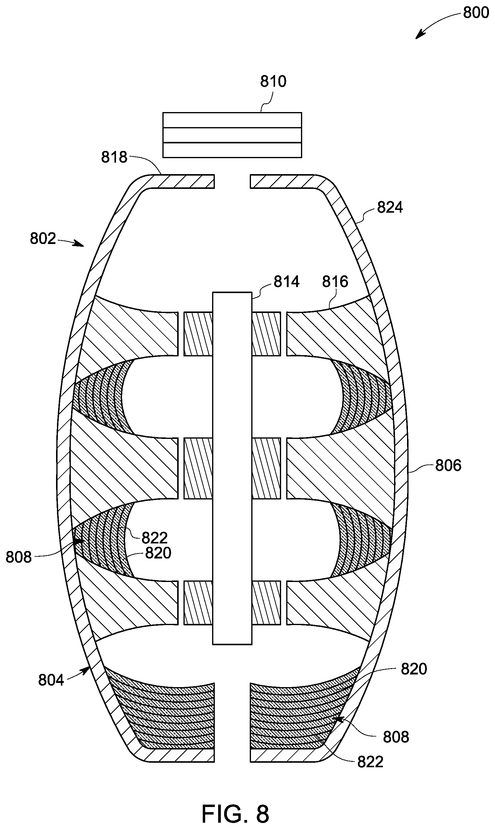 Patent US12396709 Figure 8 – Ultrasound probe and method of making the same