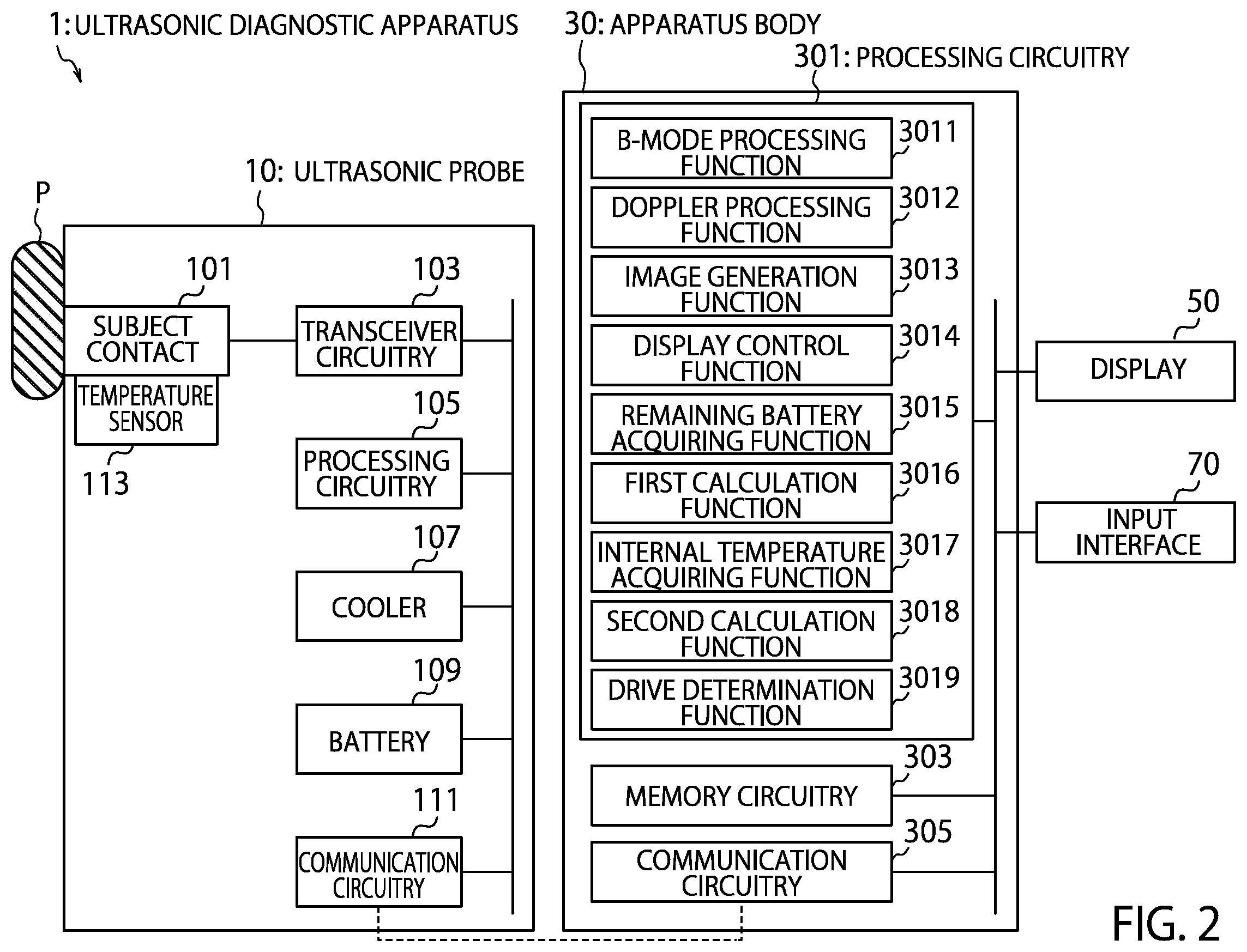 Patent US12396710 Figure 2 – Ultrasonic diagnostic apparatus and ultrasonic probe