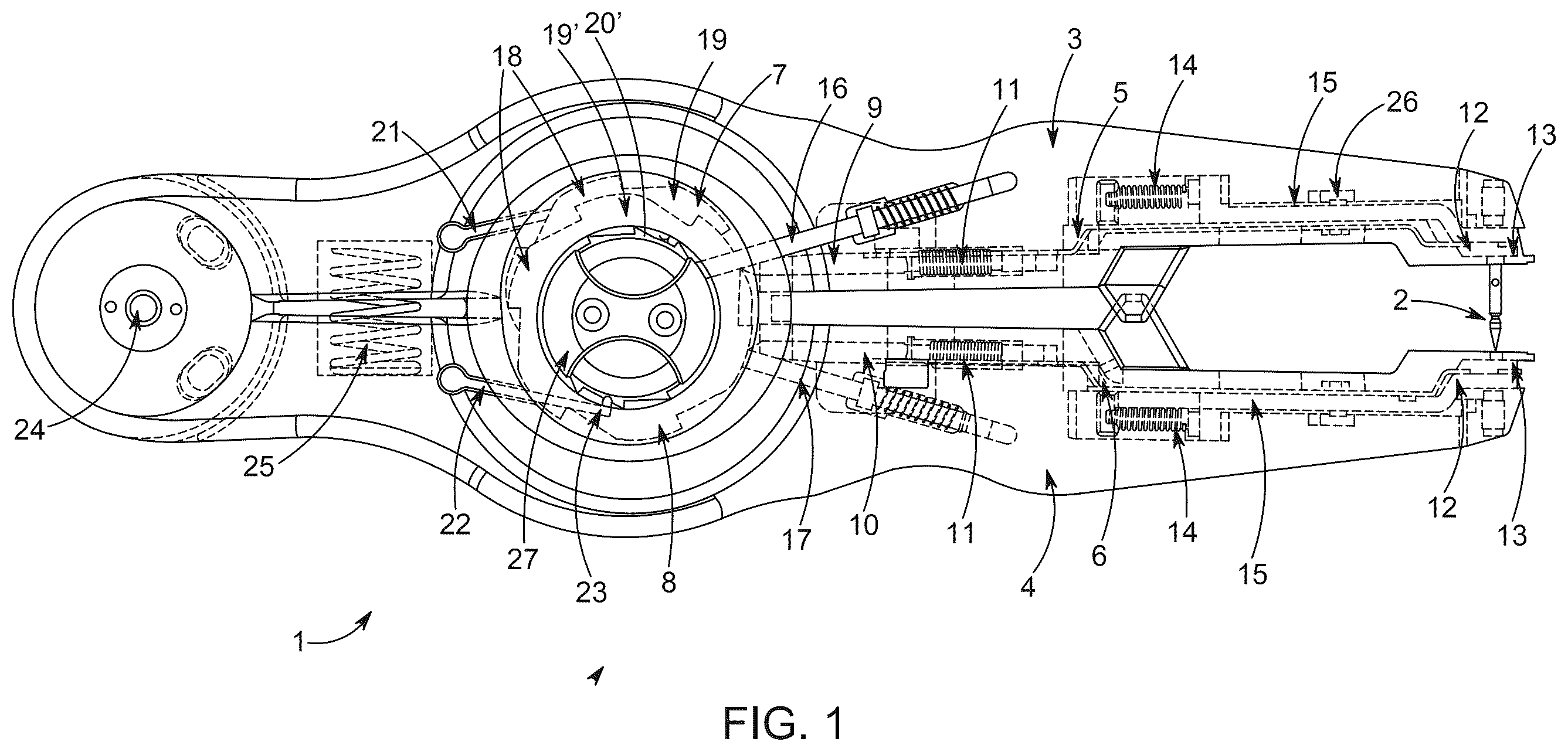 Patent US12396723 Figure 1 – Suturing device