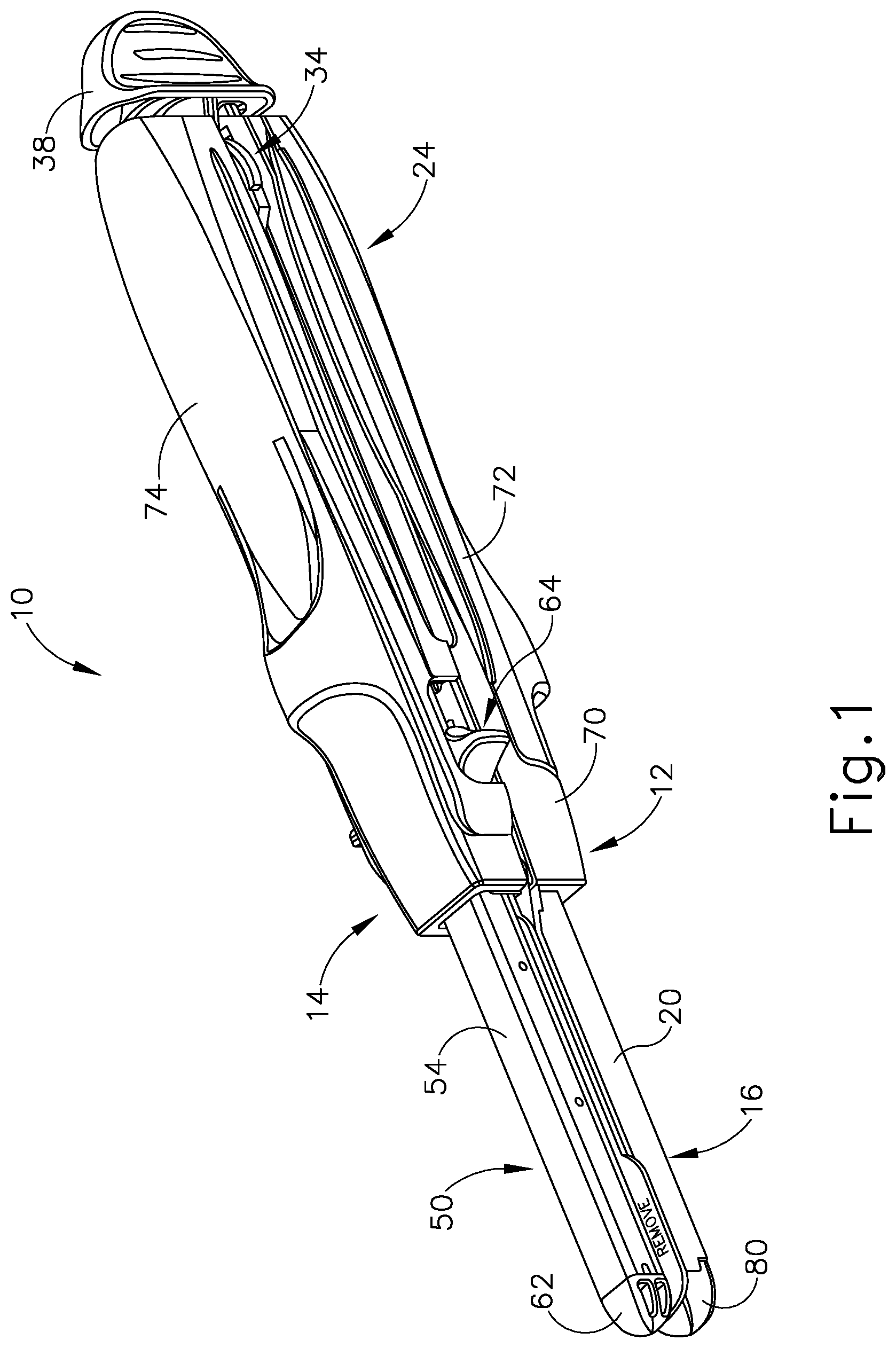 Patent US12396726 Figure 1 – Clamping assembly for linear surgical stapler