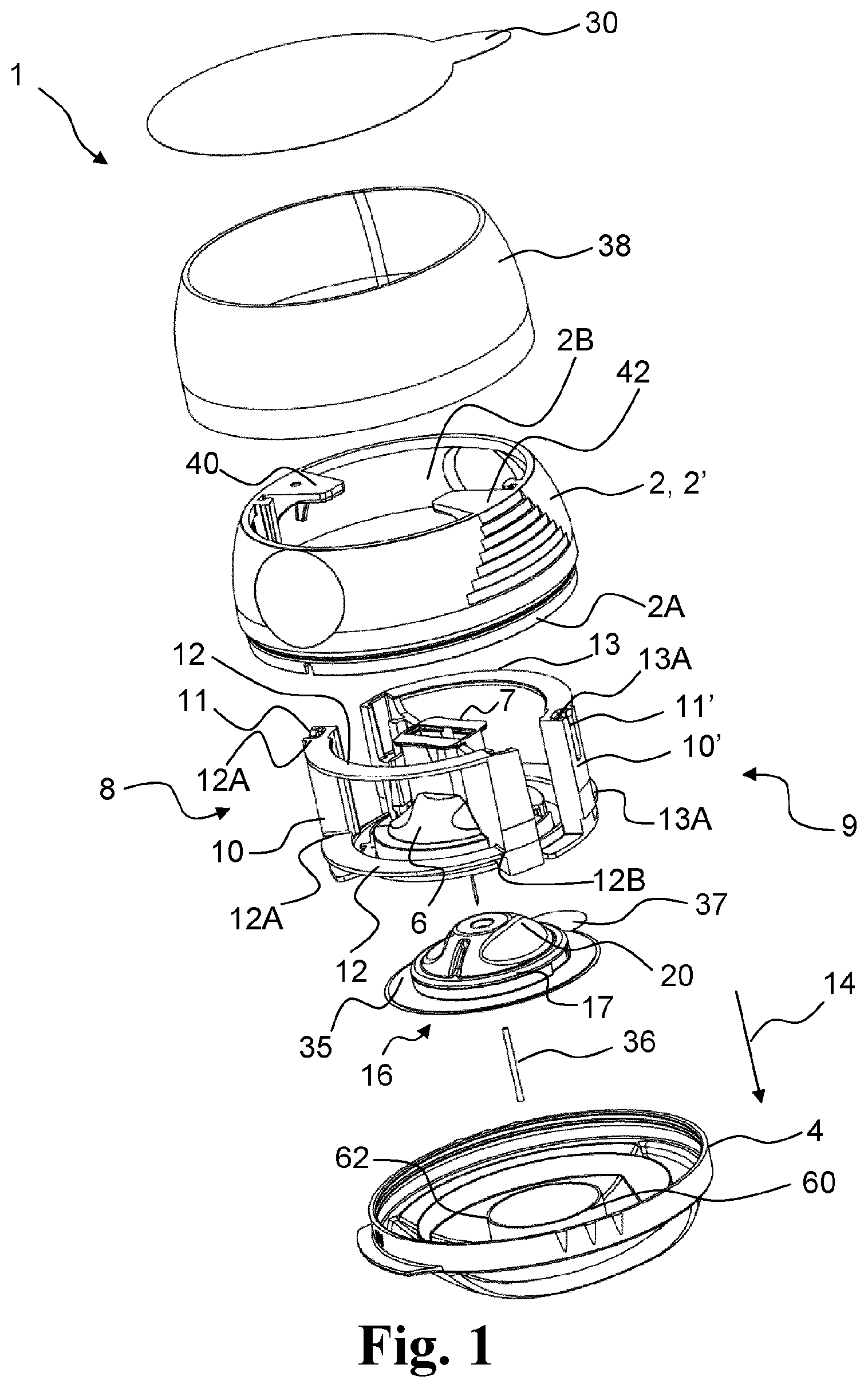 Patent US12396752 Figure 1 – Inserter system with transport protection