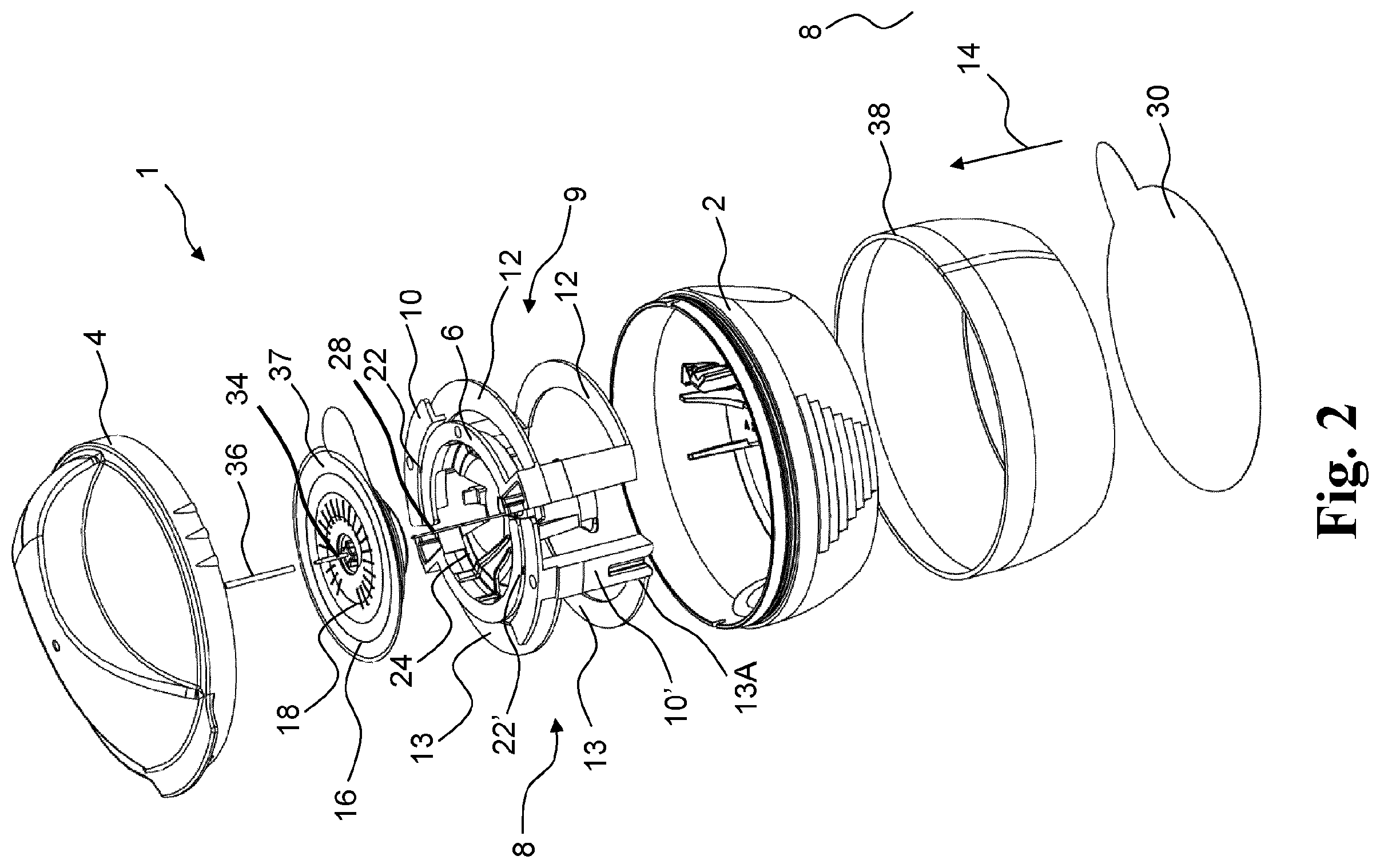 Patent US12396752 Figure 2 – Inserter system with transport protection