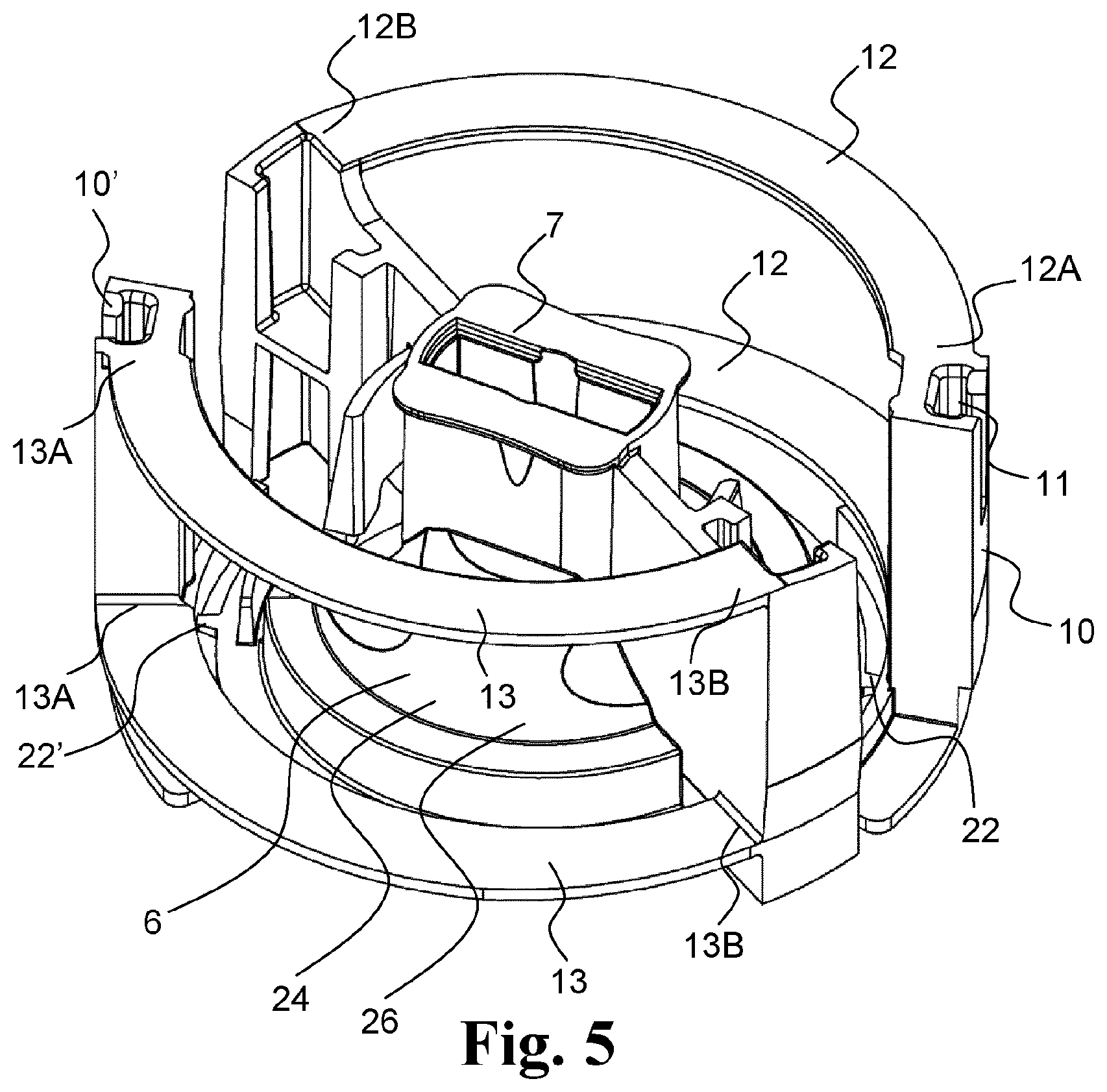 Patent US12396752 Figure 4 – Inserter system with transport protection