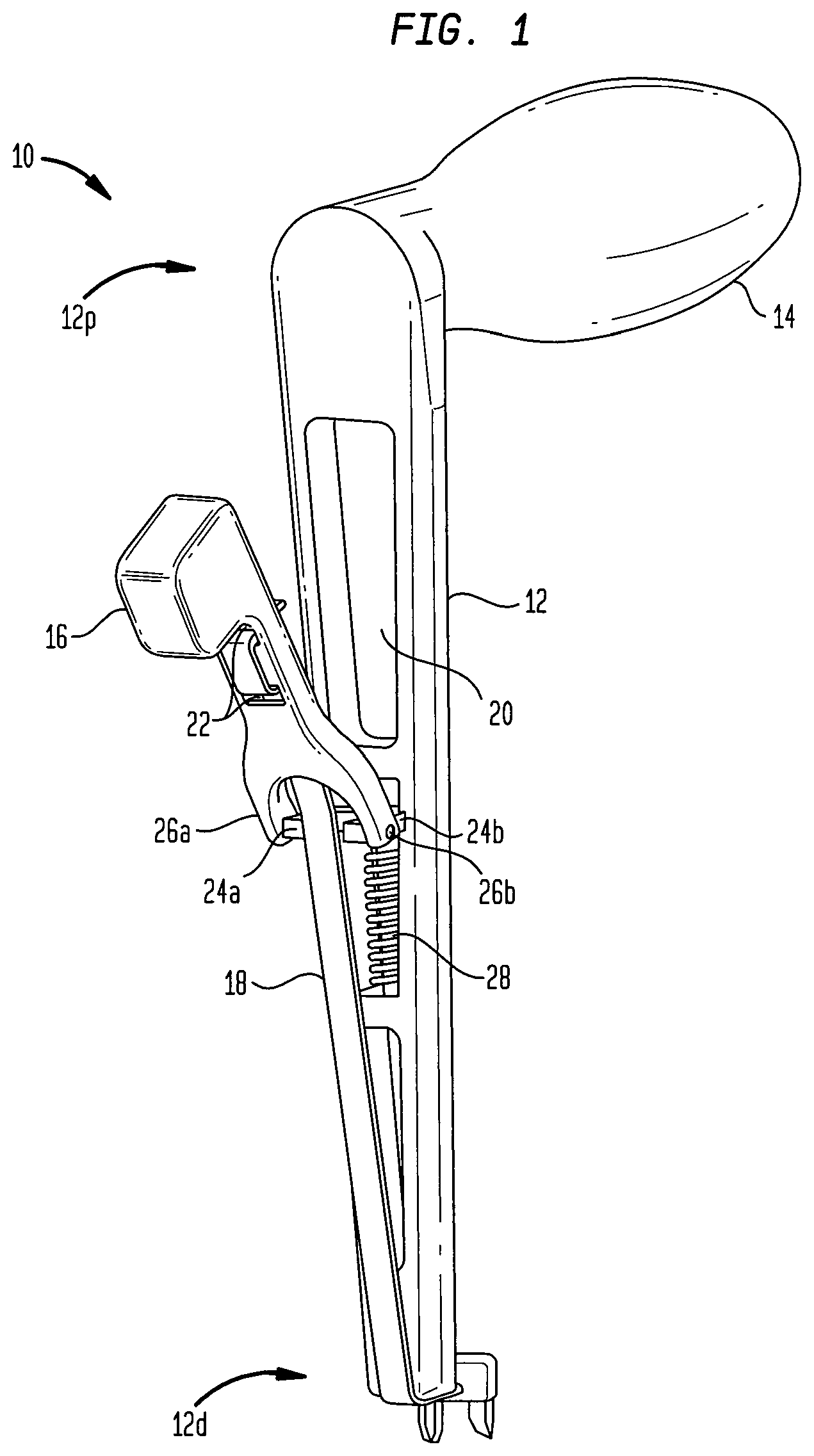 Patent US12396765 Figure 1 – Instruments and methods for tensioning a spinal tether