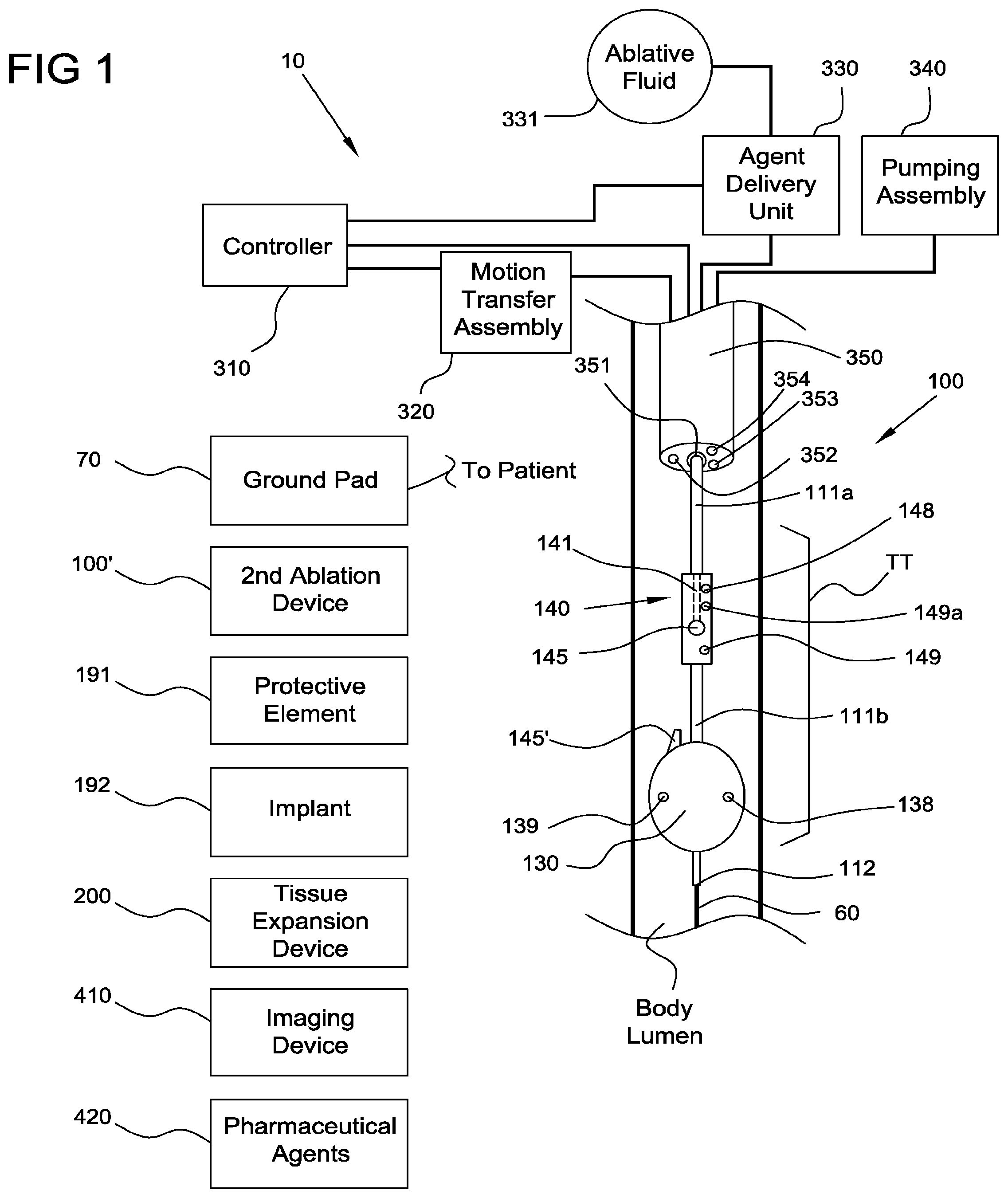 Patent US12396777 Figure 1 – Ablation systems, devices and methods for the treatment of tissue