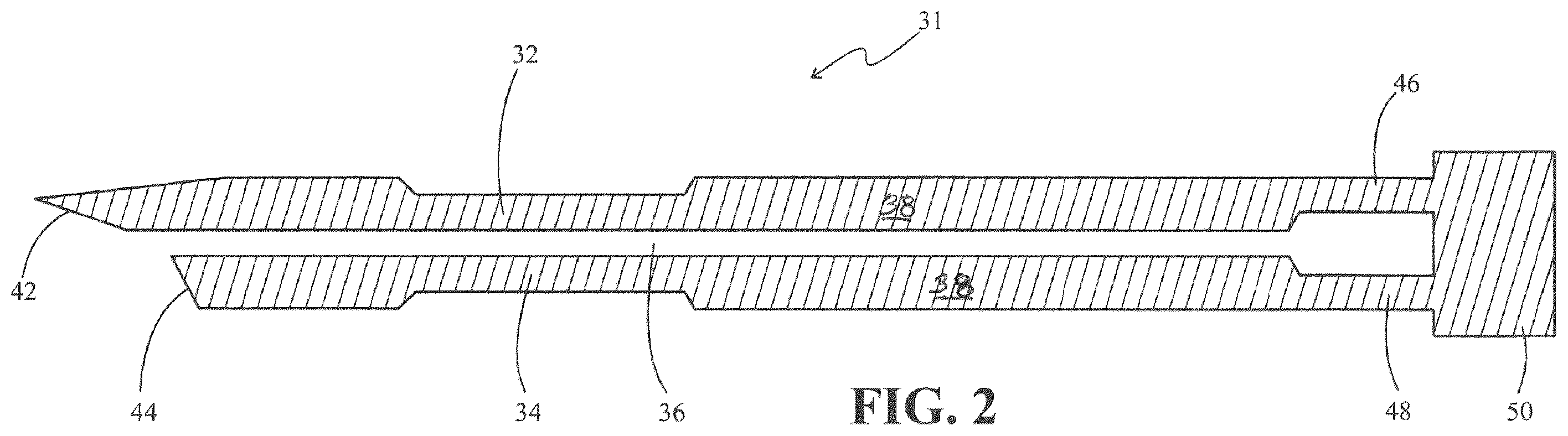 Patent US12396782 Figure 2 – Ultrapolar electrosurgery blade and ultrapolar electrosurgery blade assembly and method for making same