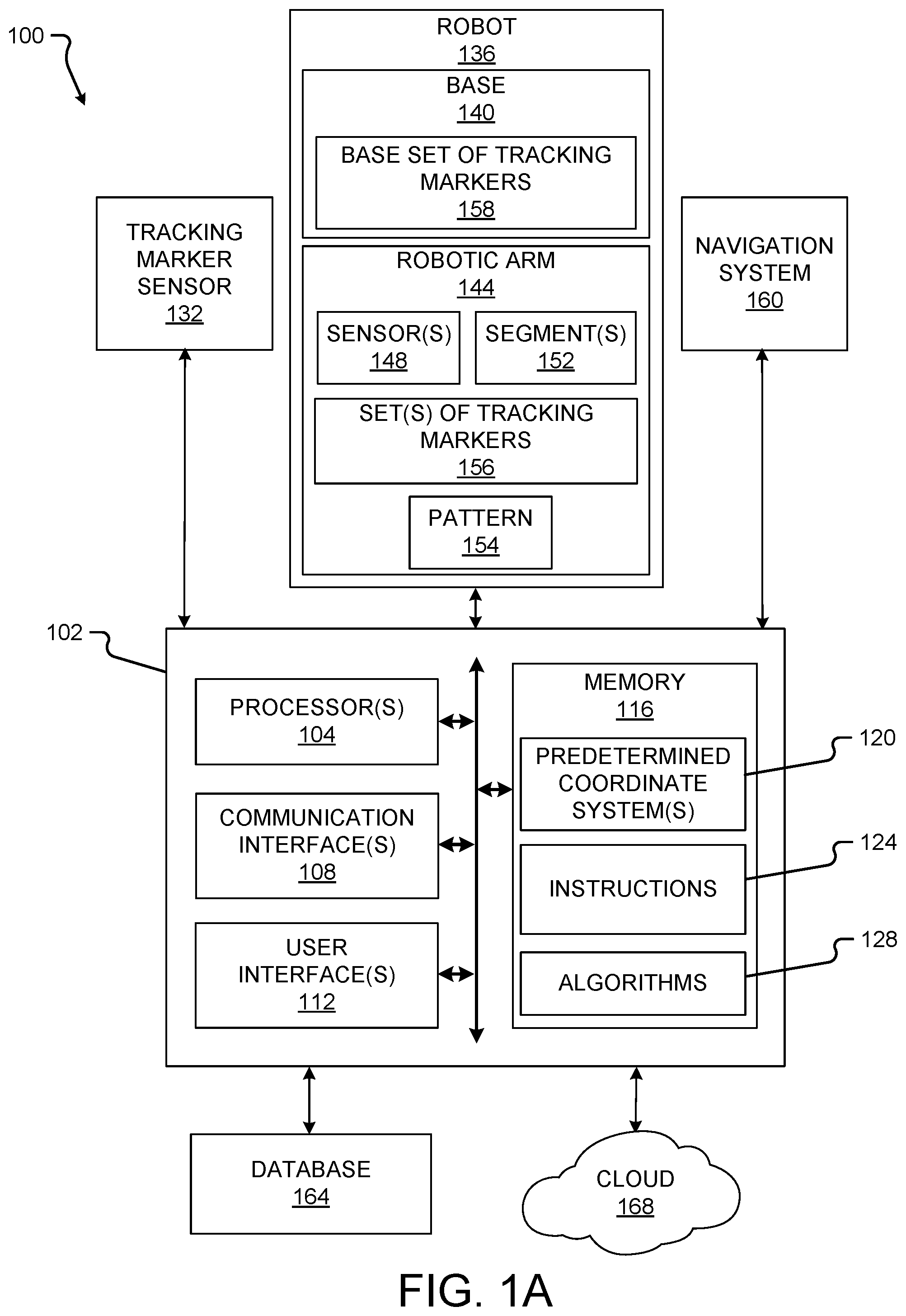 Patent US12396809 Figure 1 – Split robotic reference frame for navigation