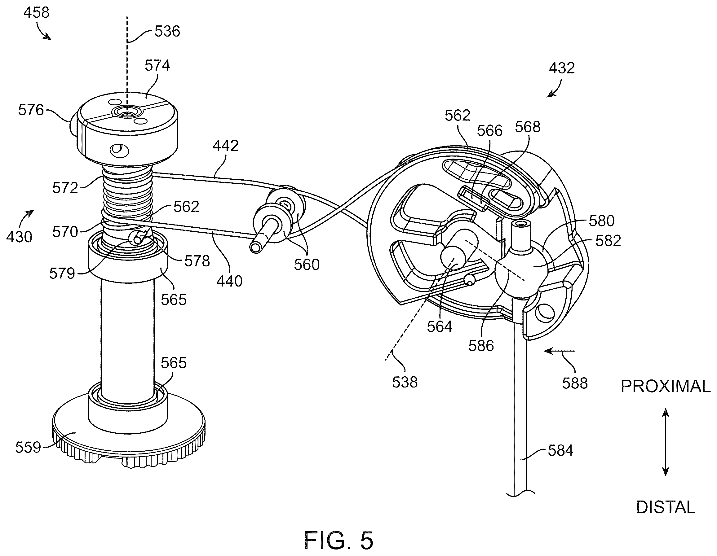 Patent US12396817 Figure 5 – Force transmission mechanism for surgical instrument, and related devices, systems, and methods