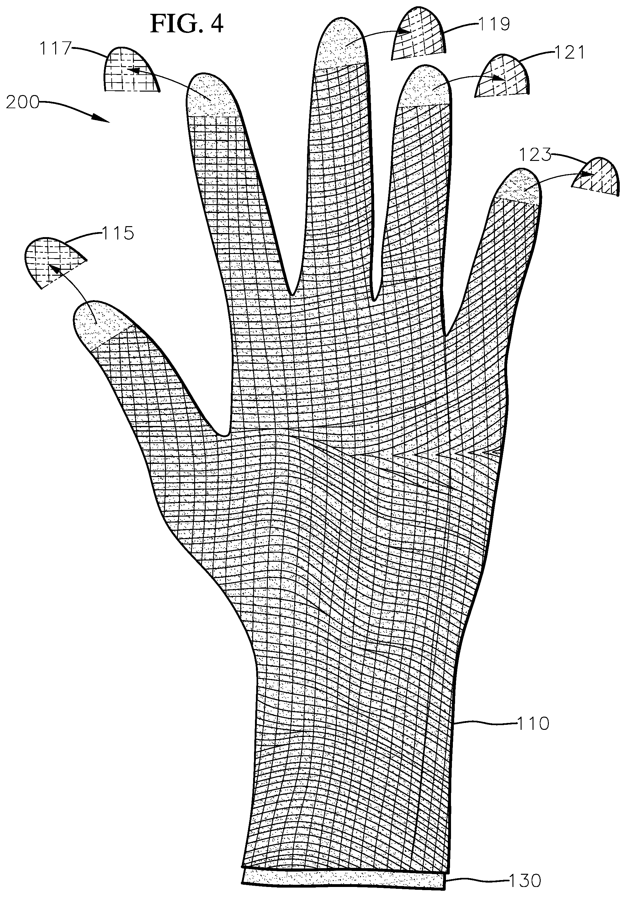 Patent US12396818 Figure 4 – Friction creating surgical glove