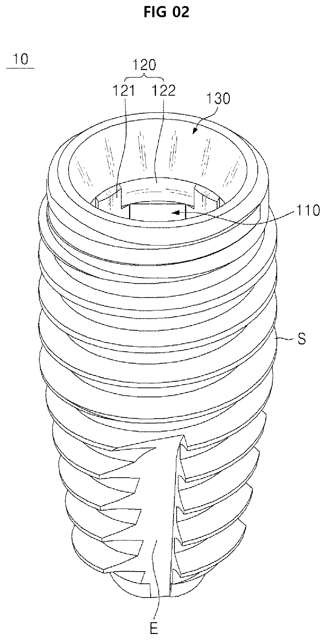 Patent US12396825 Figure 2 – Fixture of dental implant