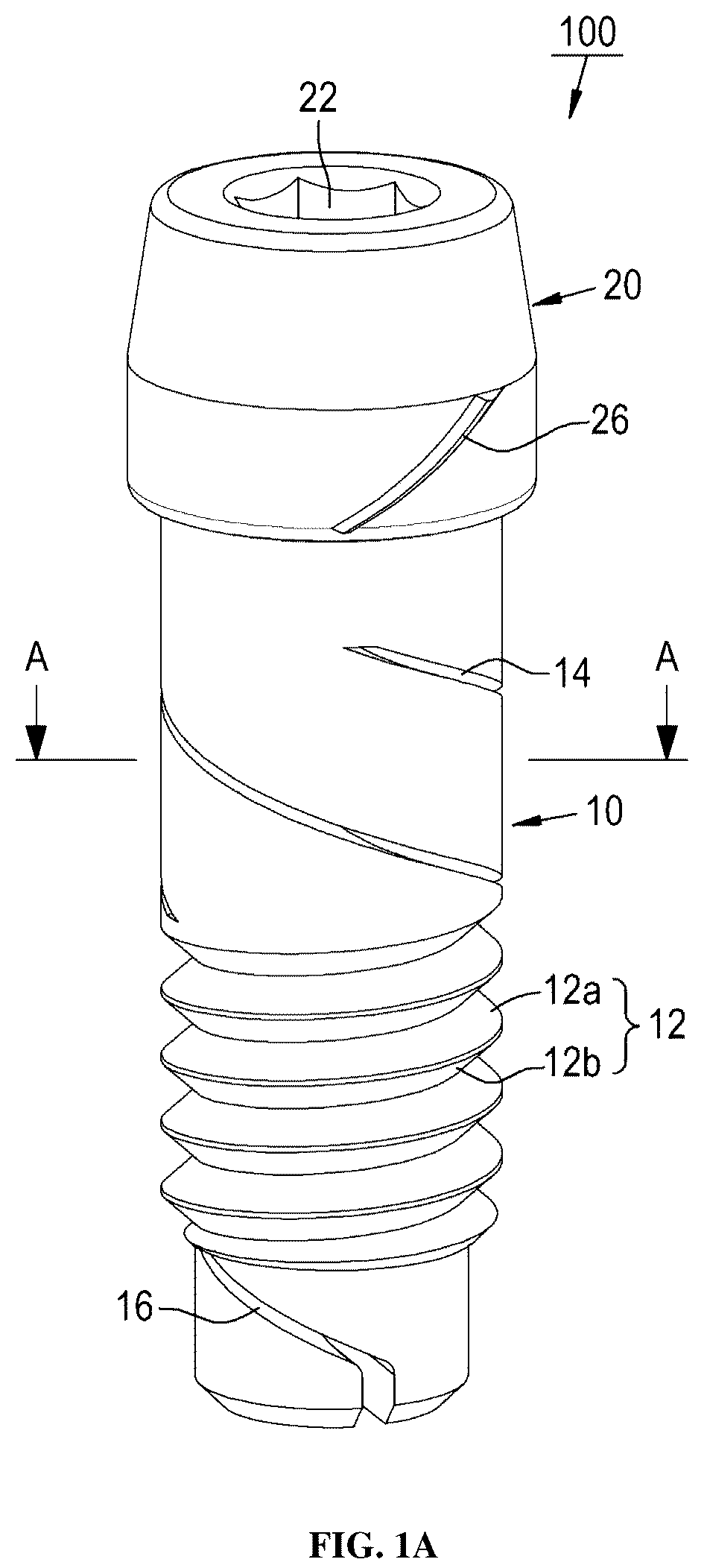Patent US12396826 Figure 1 – Dental implant abutment having occlusal force buffering function