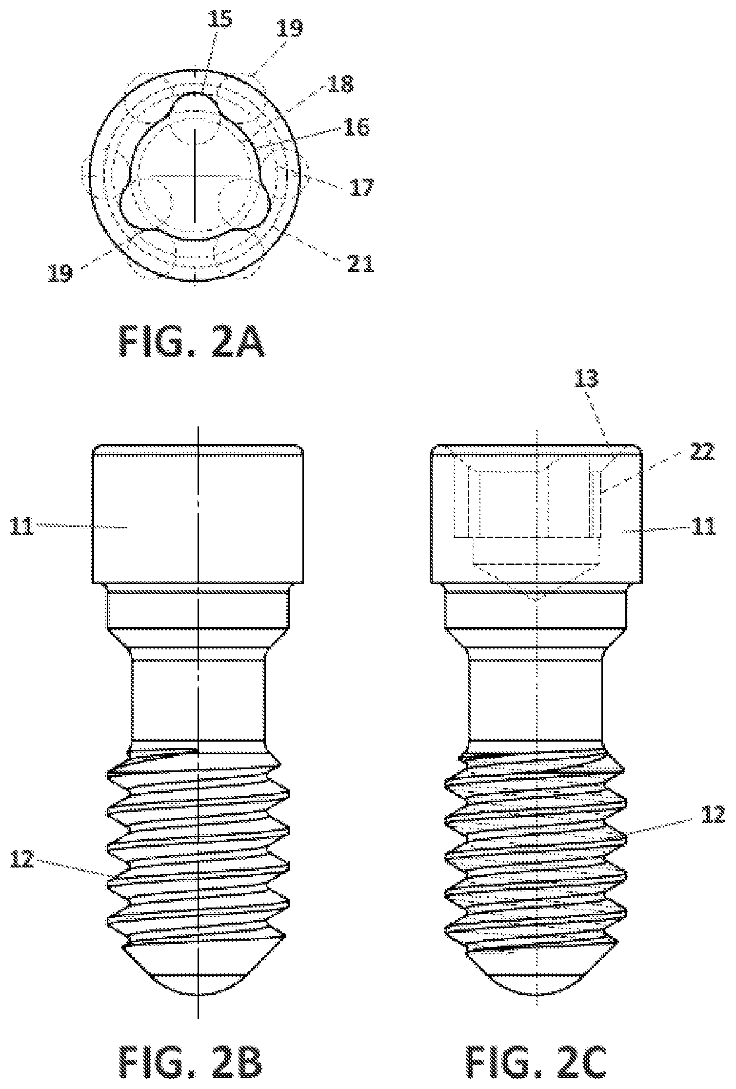 Patent US12396827 Figure 2 – Prosthetic dental screw implant, tightening tool and coupling system between the two