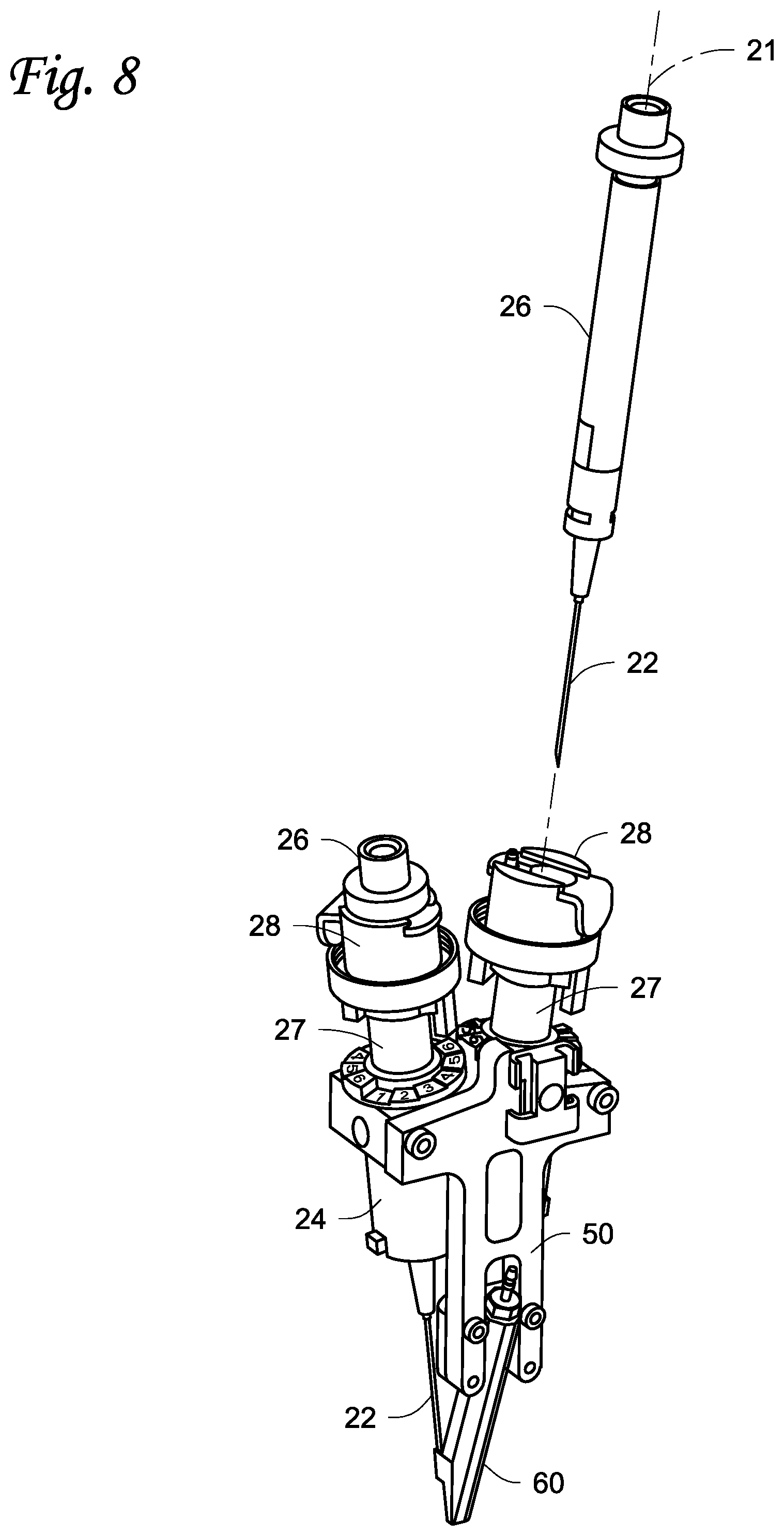Patent US12396834 Figure 8 – Injection systems with rotating needle carriage and methods