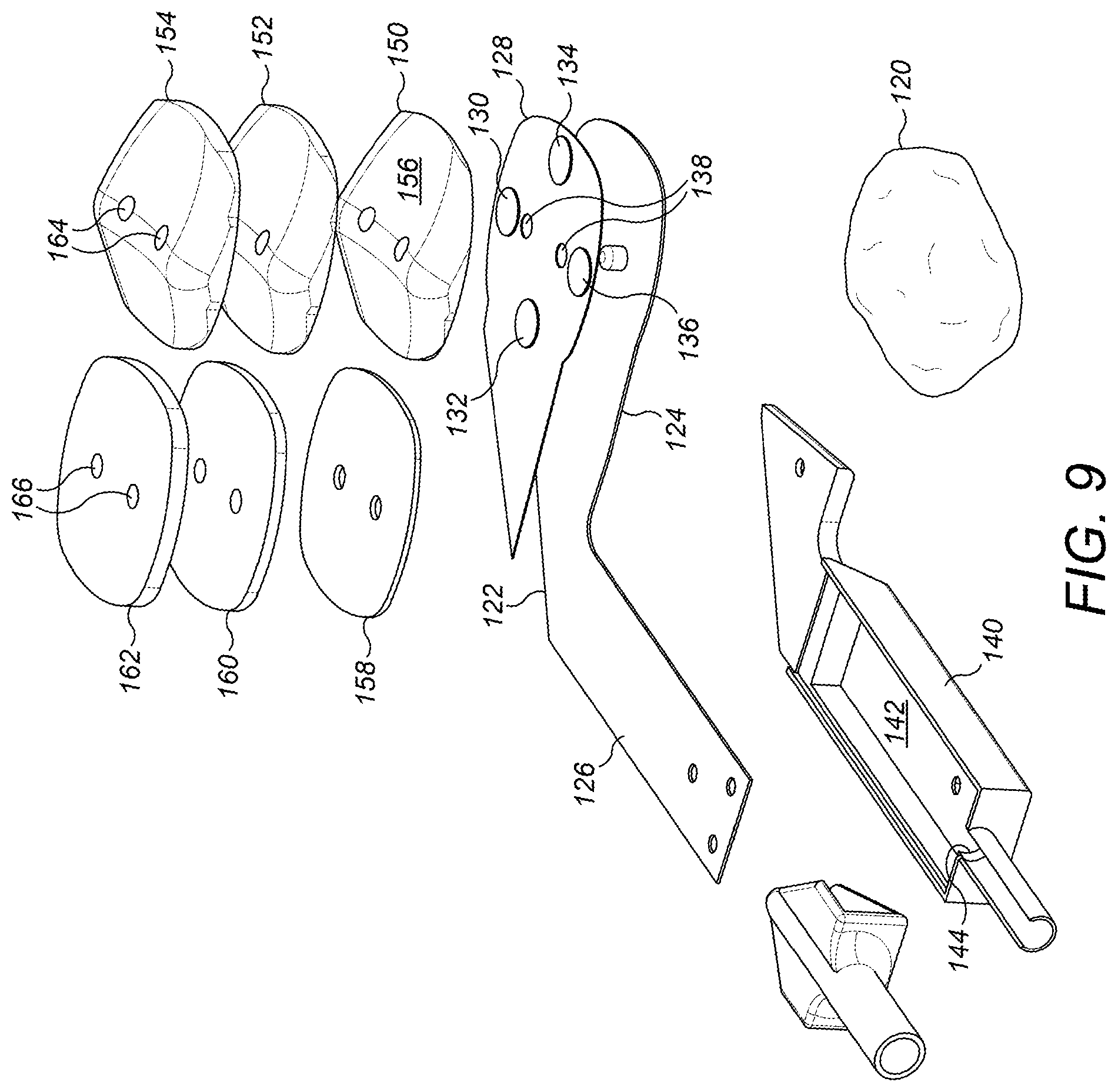 Patent US12396859 Figure 6 – Trial patella component kit