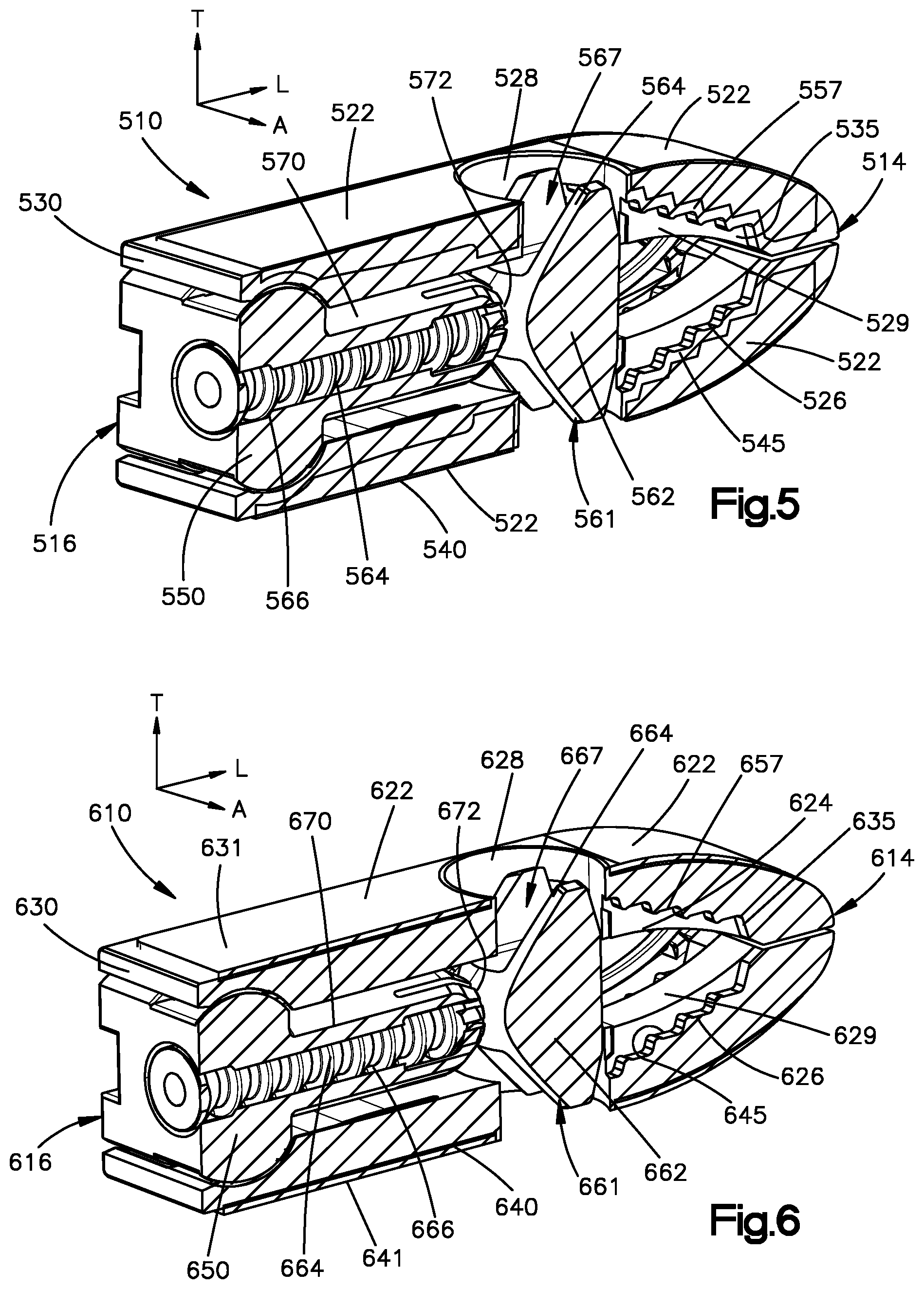 Patent US12396865 Figure 9 – Angularly adjustable intervertebral cages with integrated ratchet assembly