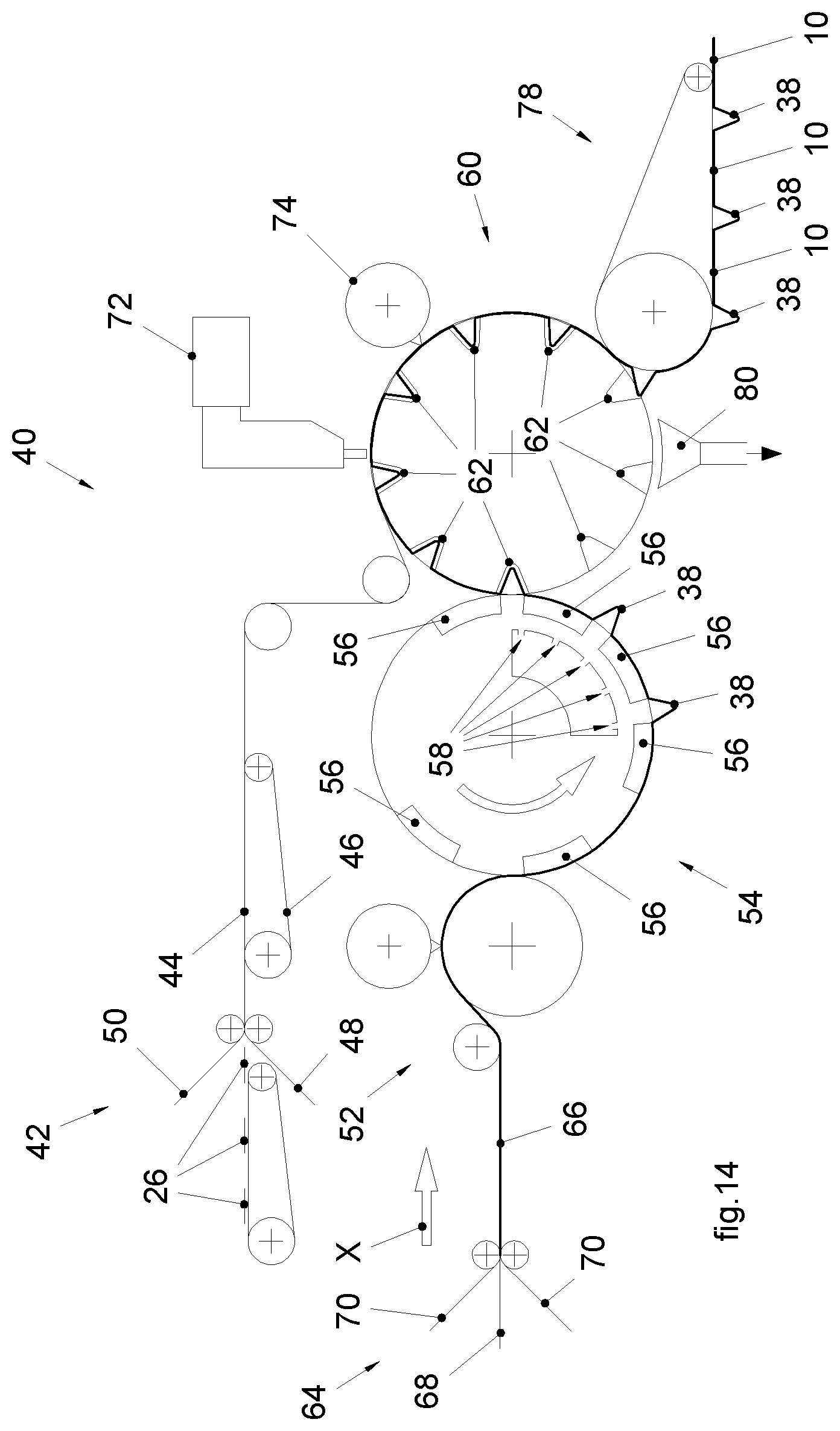 Patent US12396898 Figure 6 – Method and apparatus for producing absorbent sanitary articles and relative absorbent sanitary product