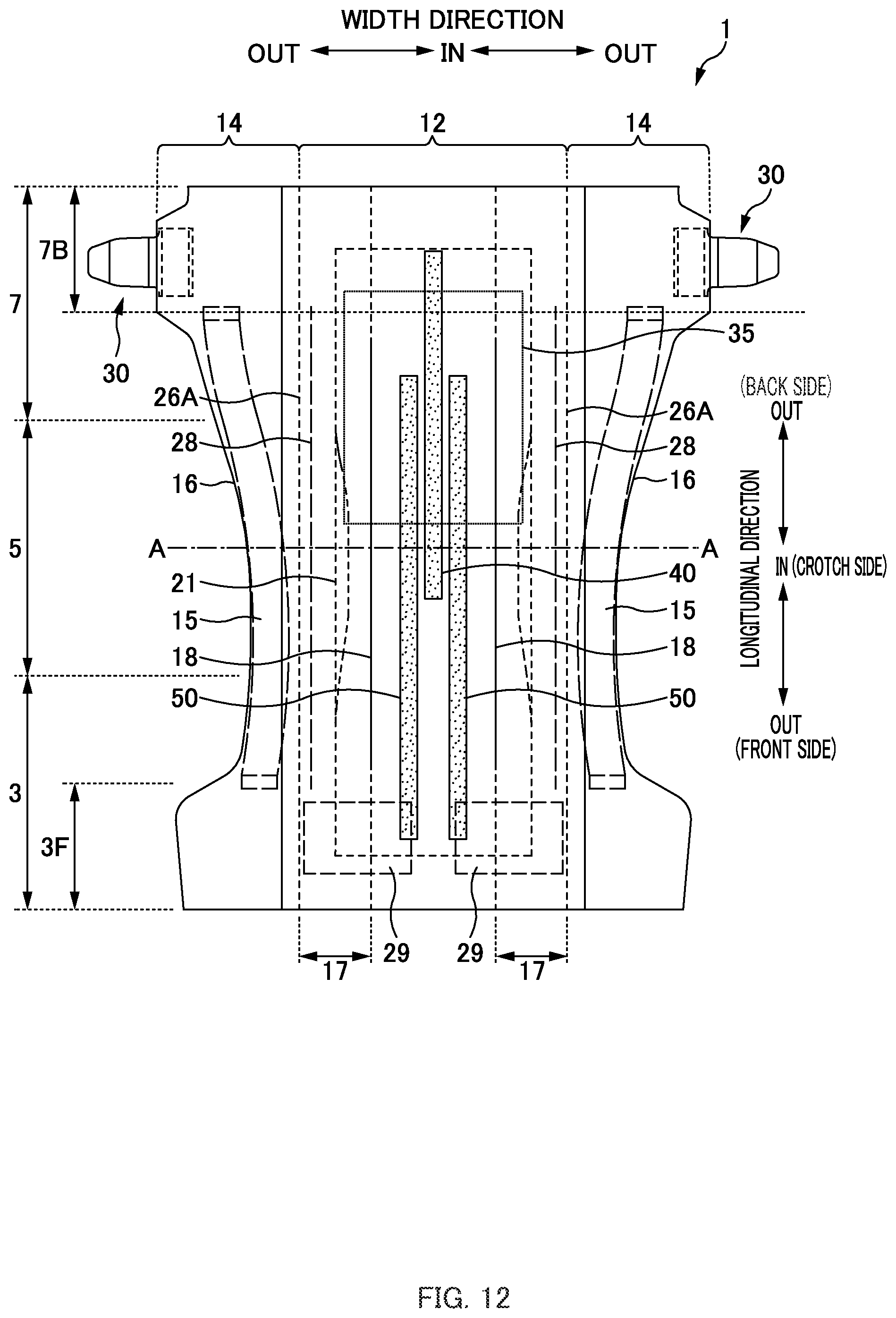 Patent US12396899 Figure 8 – Absorbent product provided with feces indicator and urine indicator