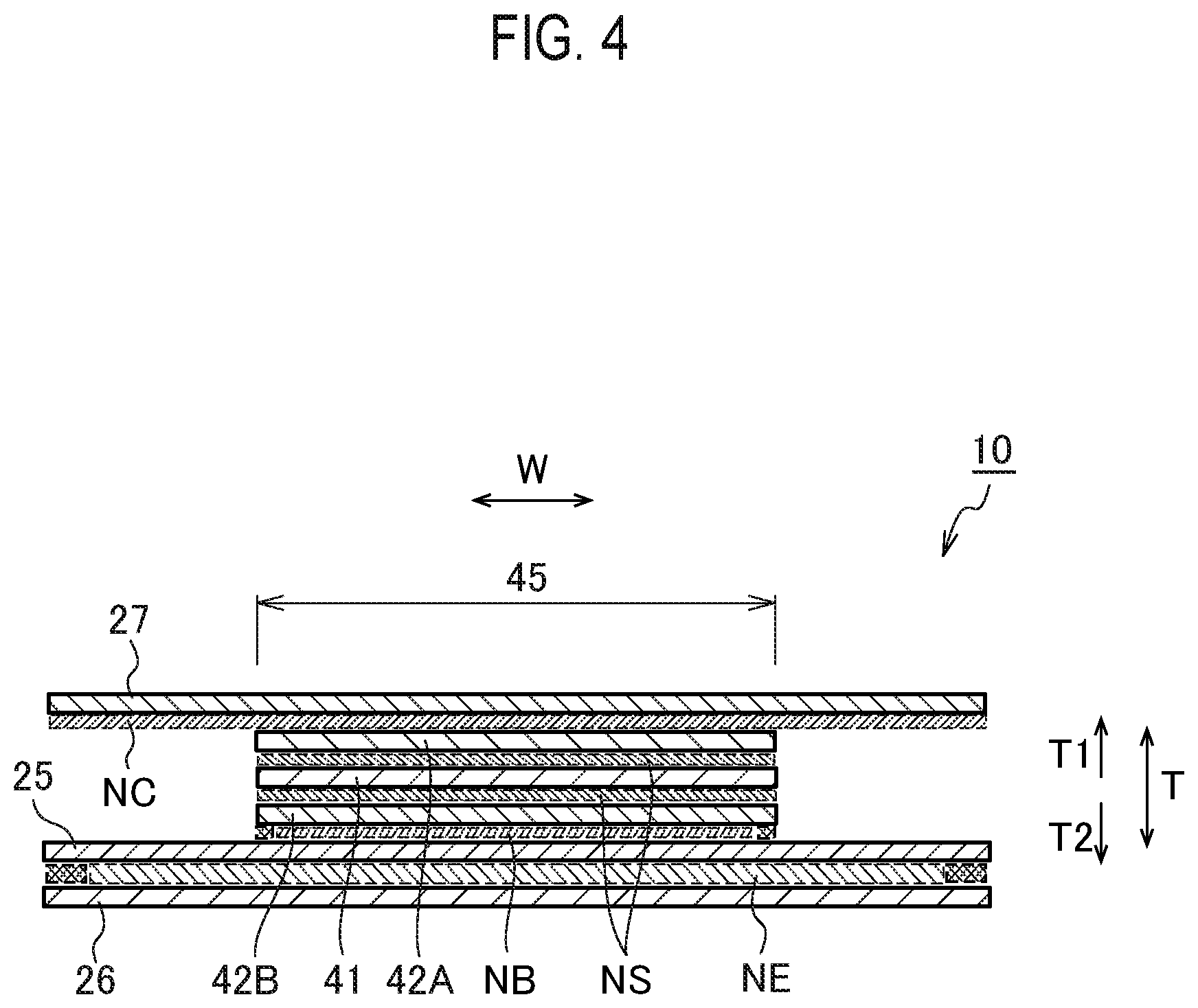 Patent US12396902 Figure 4 – Absorbent article including absorbent body and front exterior body disposed in front waistline region on non-skin surface side of absorbent body