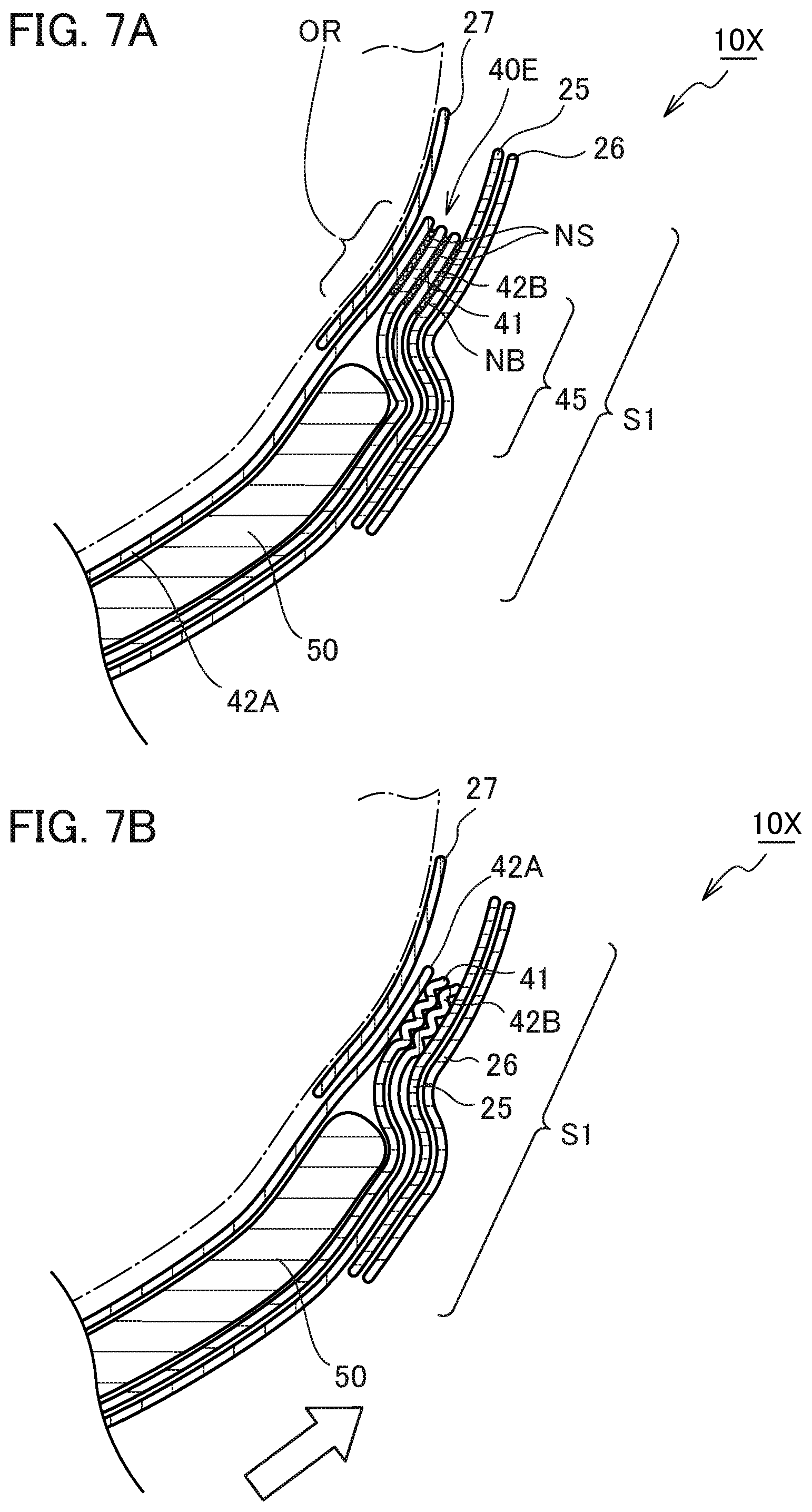 Patent US12396902 Figure 7 – Absorbent article including absorbent body and front exterior body disposed in front waistline region on non-skin surface side of absorbent body