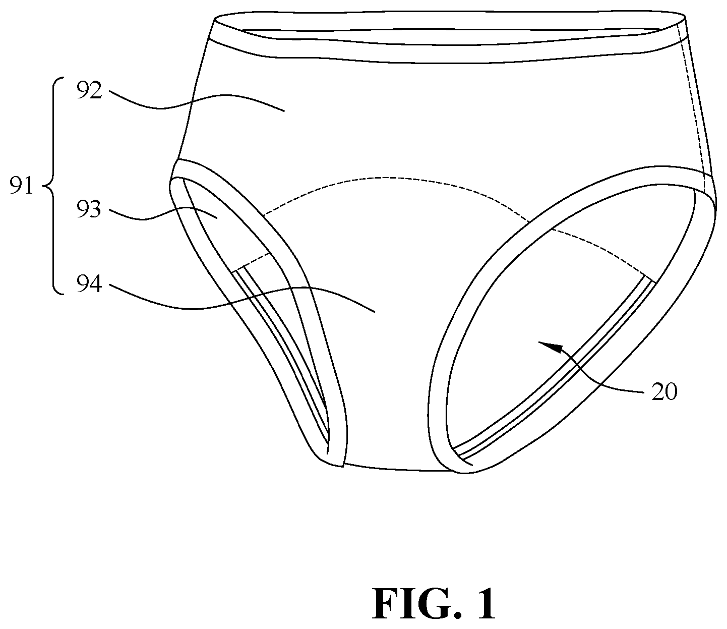 Patent US12396903 Figure 1 – Anti-stain absorption pad for underpants and underpants comprising the same