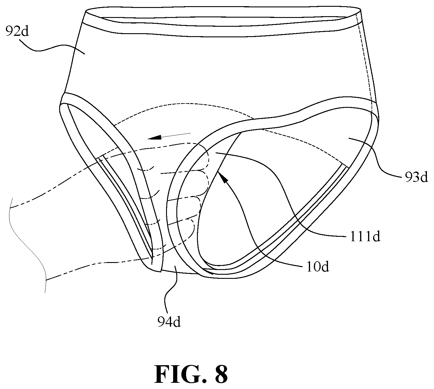 Patent US12396903 Figure 8 – Anti-stain absorption pad for underpants and underpants comprising the same