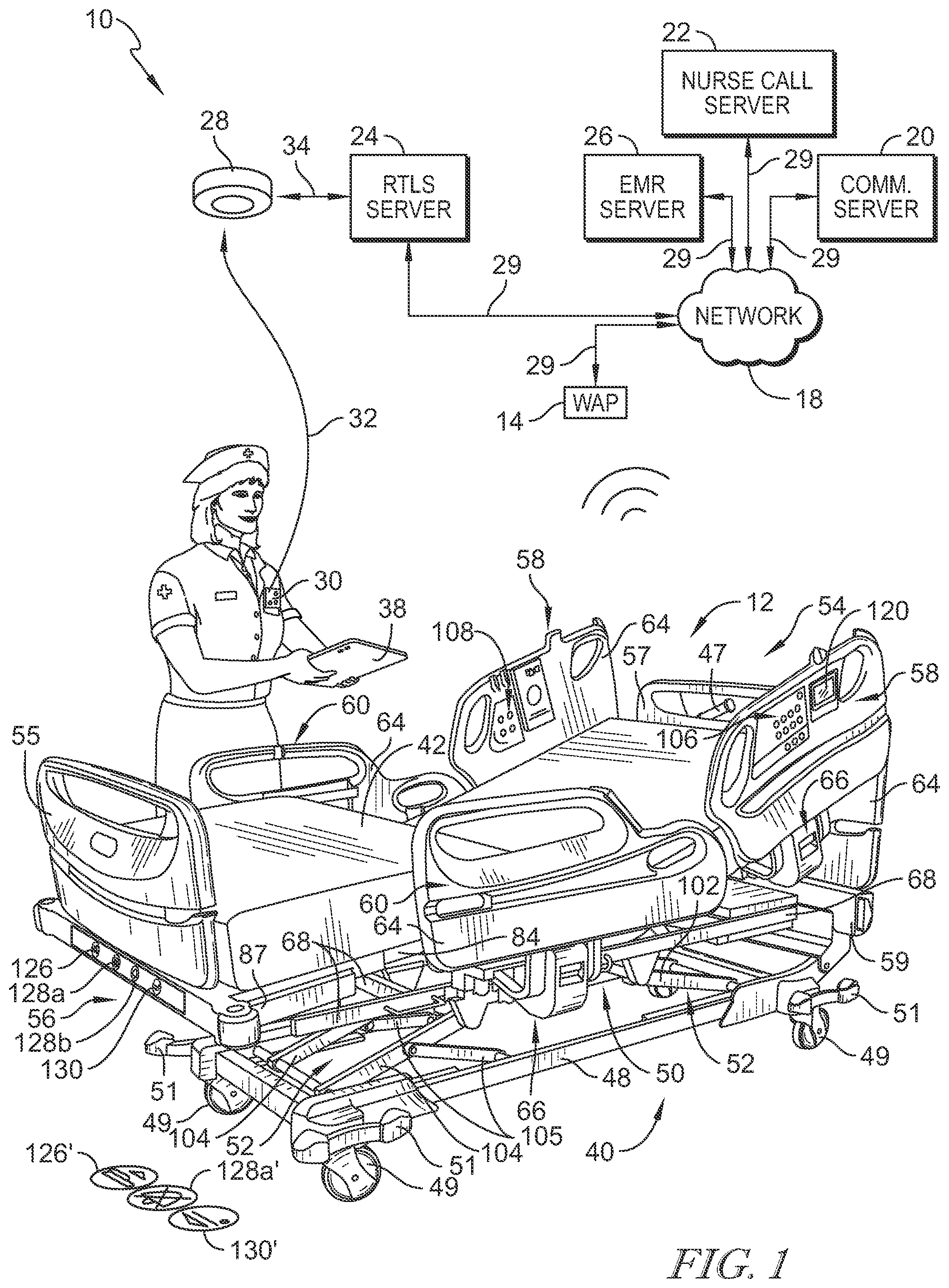 Patent US12396907 — Bed interface for manual location — Figure 1