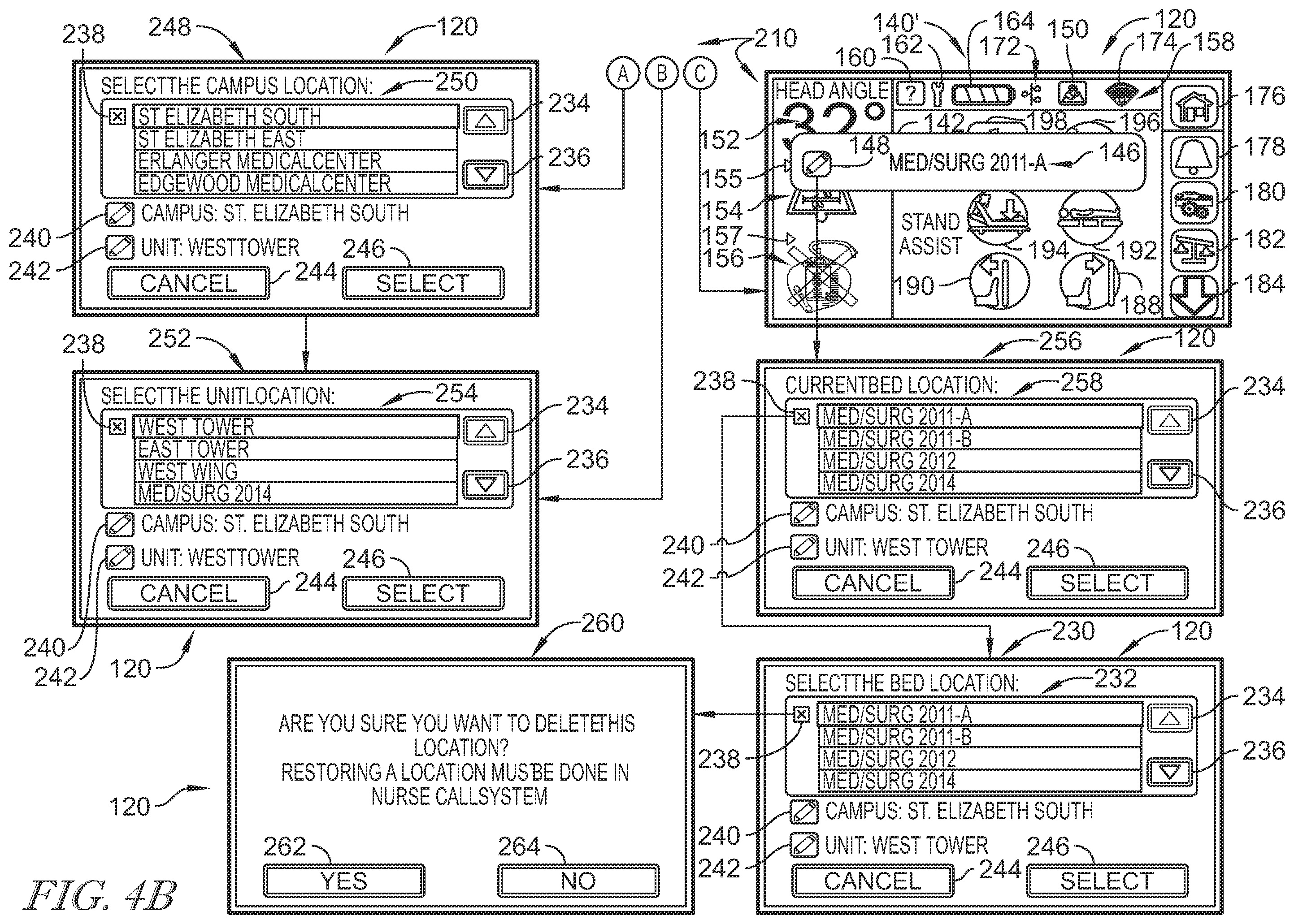 Patent US12396907 Figure 5 – Bed interface for manual location
