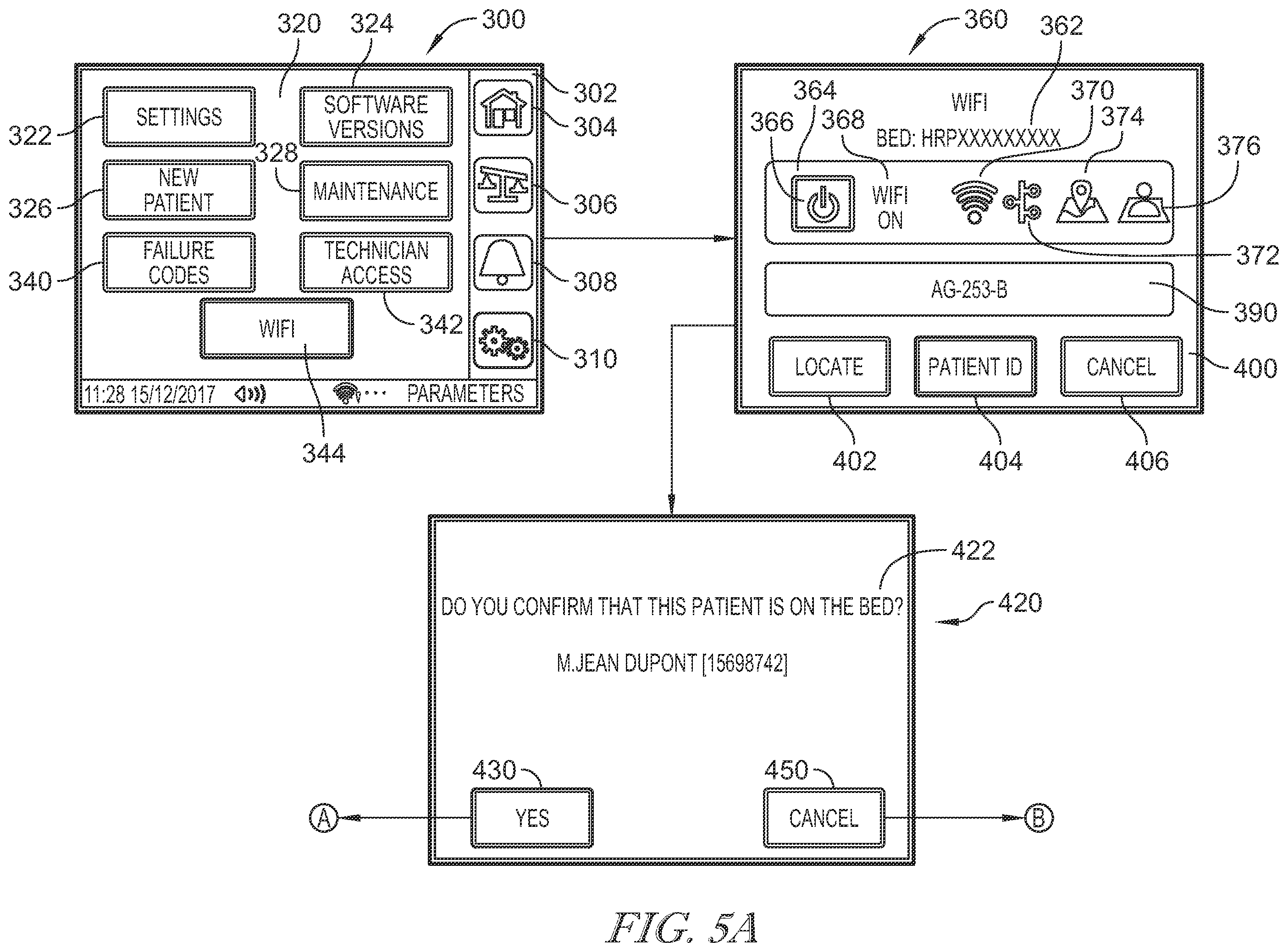 Patent US12396907 Figure 6 – Bed interface for manual location