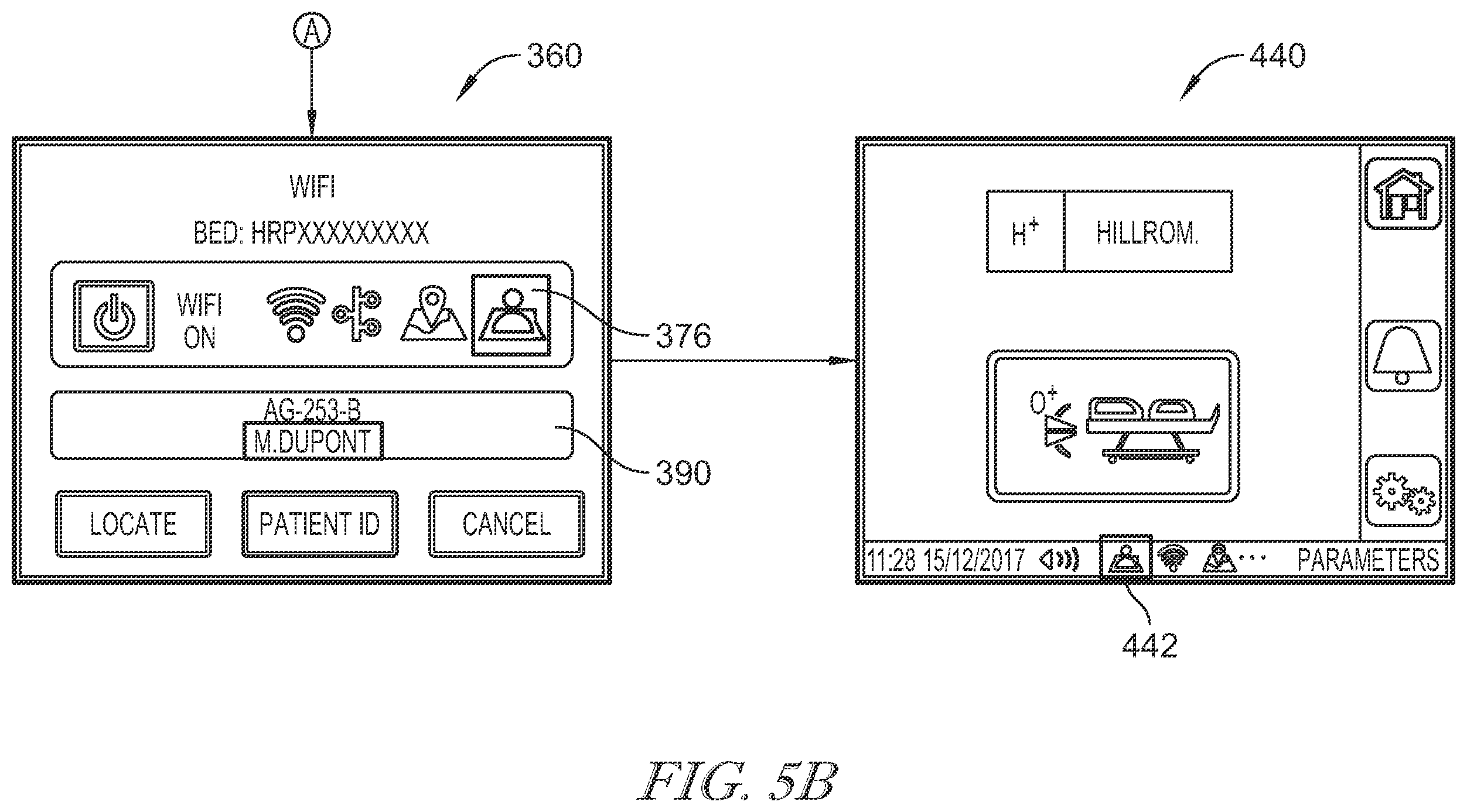 Patent US12396907 Figure 7 – Bed interface for manual location