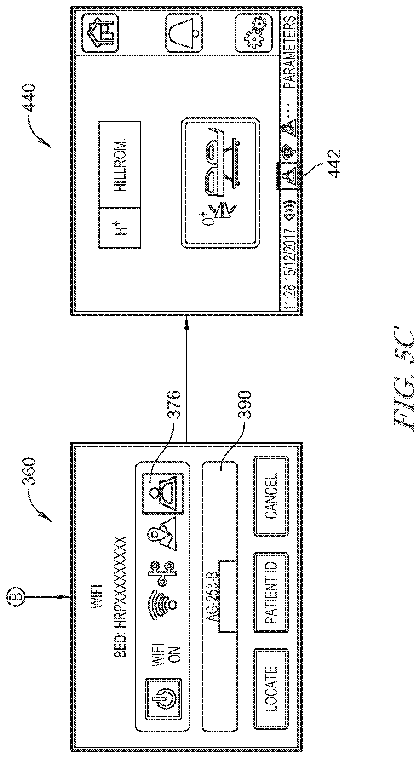 Patent US12396907 Figure 8 – Bed interface for manual location