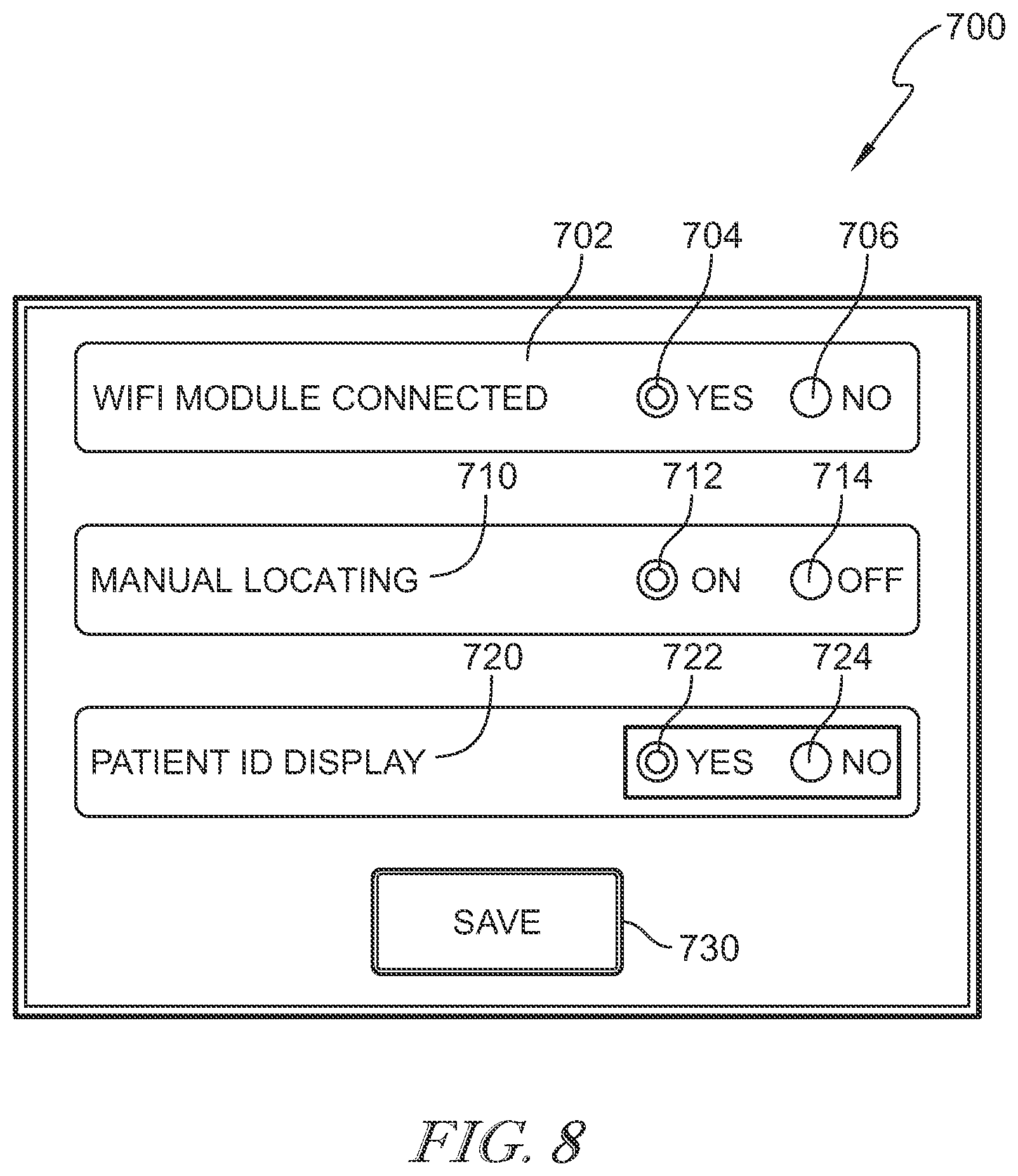 Patent US12396907 Figure 11 – Bed interface for manual location