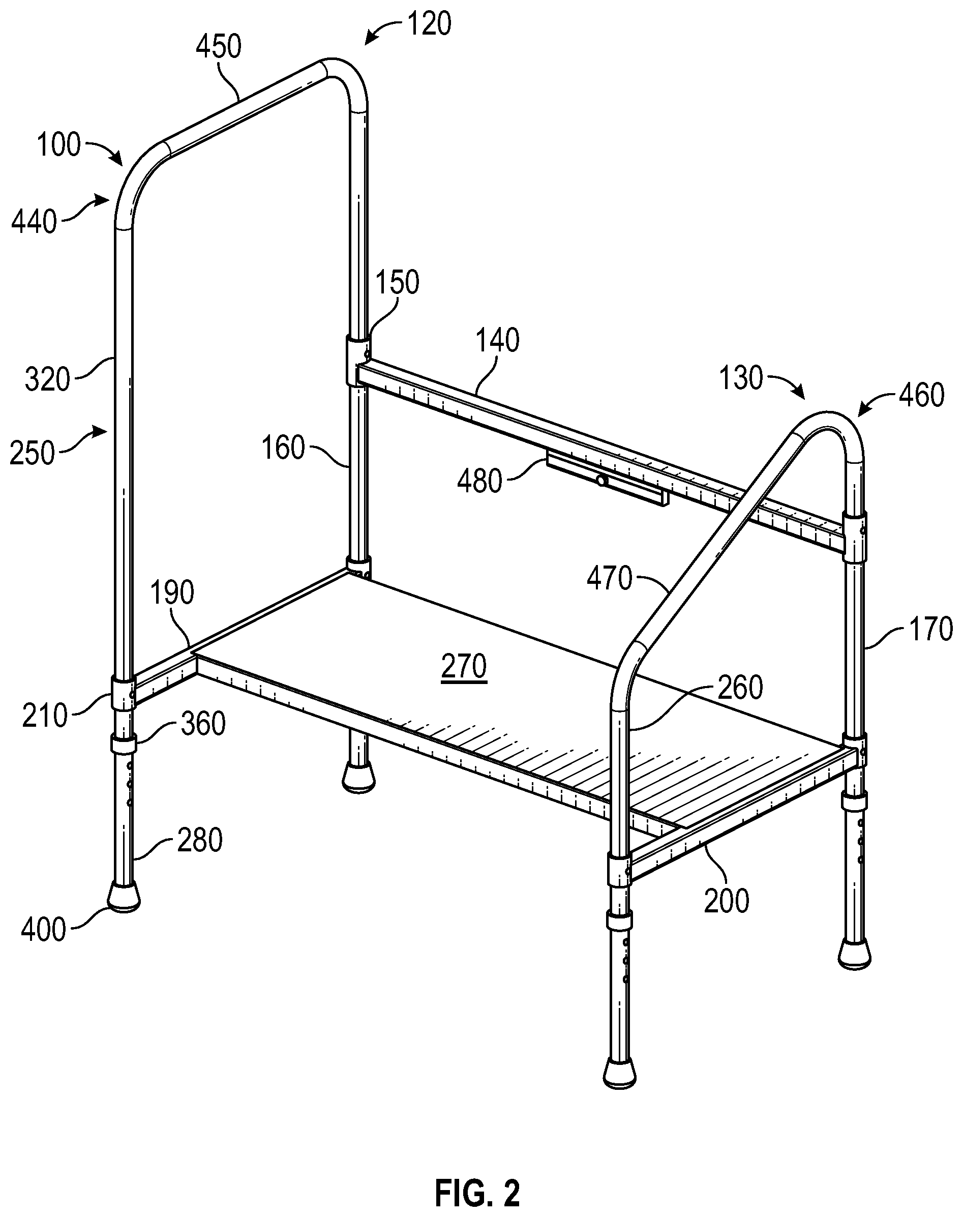 Patent US12396908 Figure 2 – Step stool and method of use